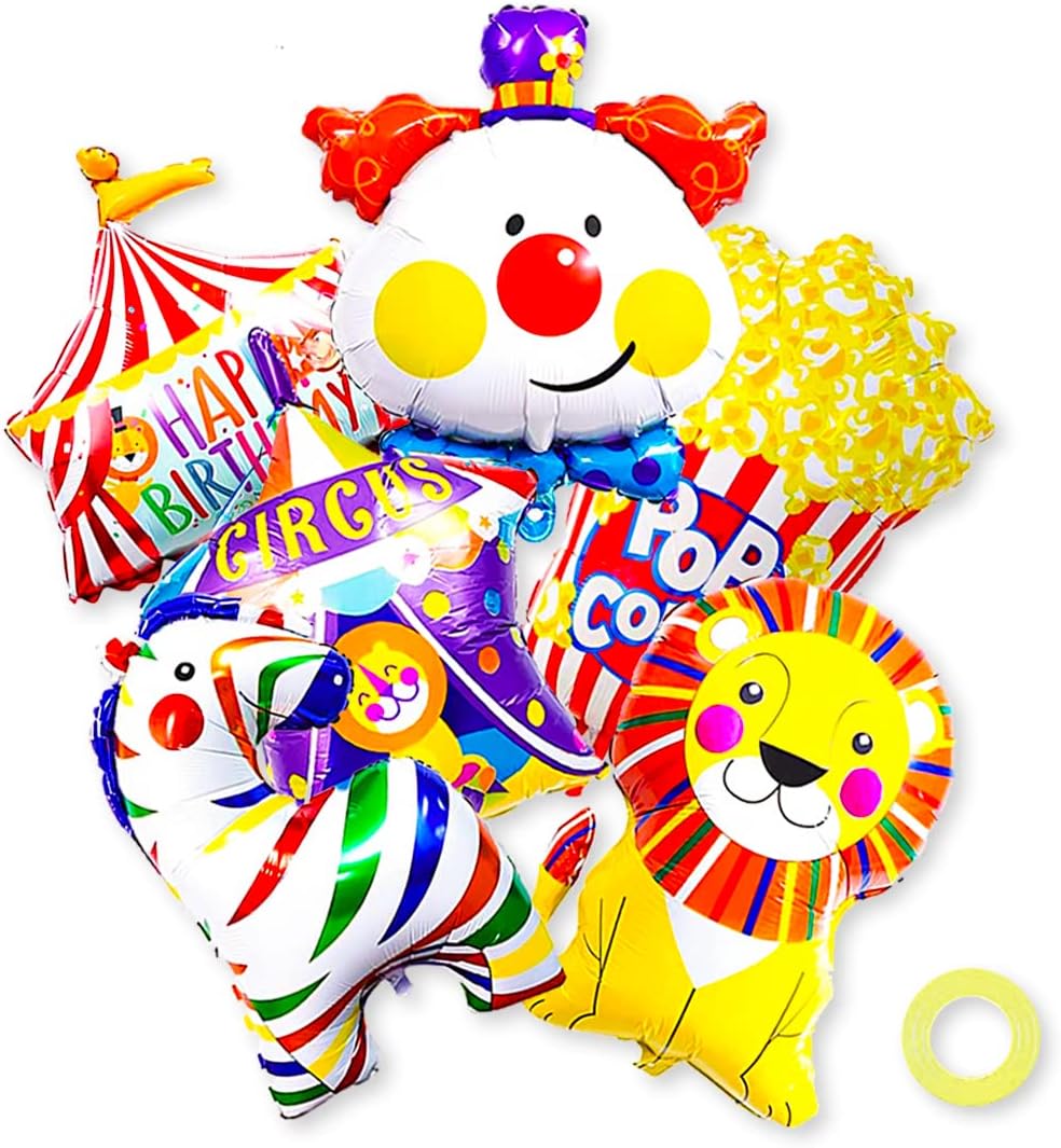 6pcs Carnival Foil Balloons Circus Party Decorations