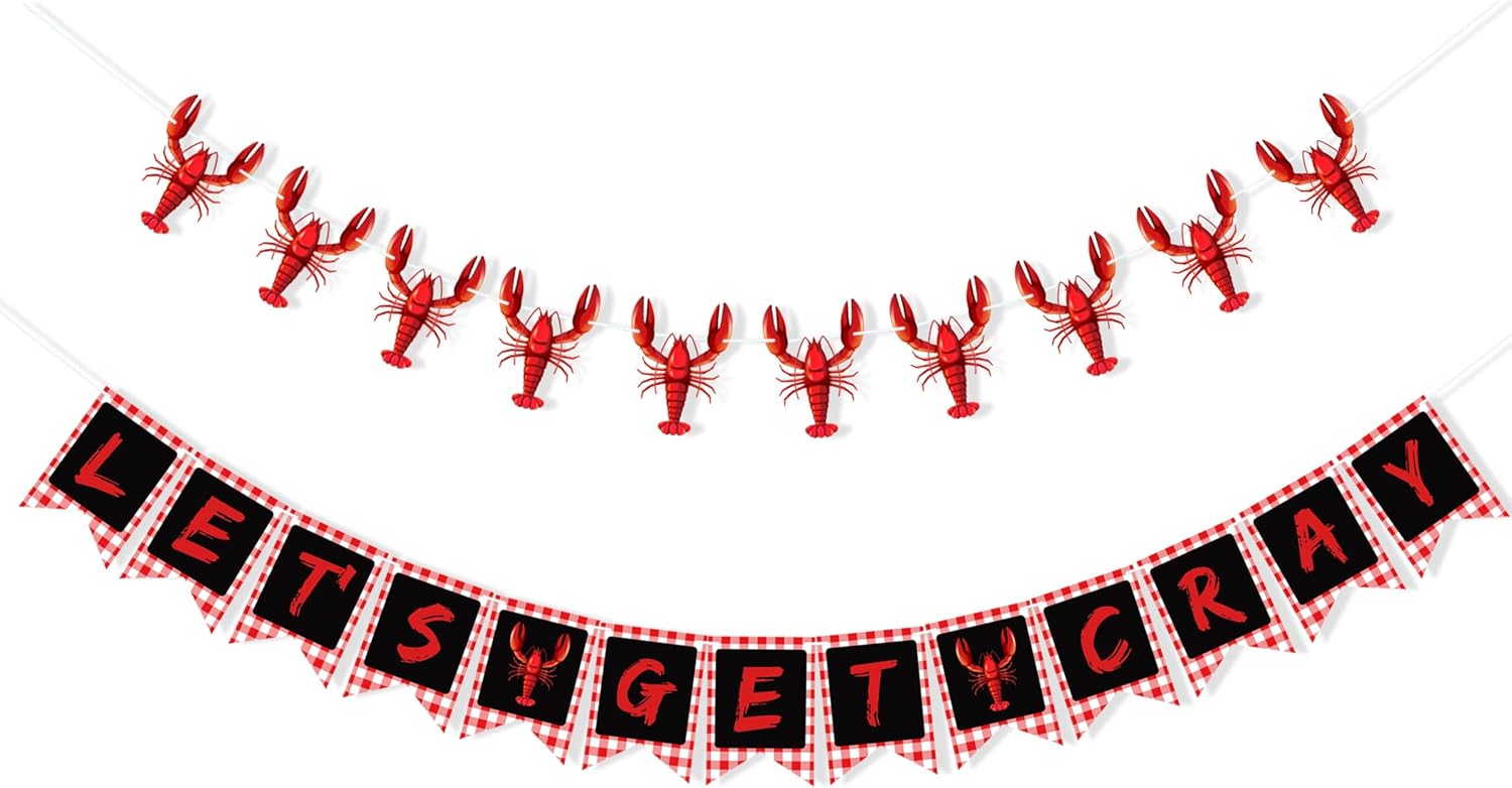 Lets Get Cray Banner for Crawfish Party Decorations