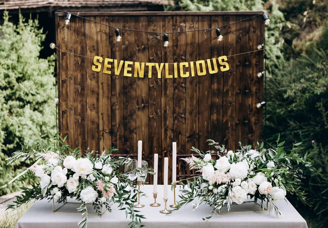 Seventylicious Gold Glitter Birthday Banner