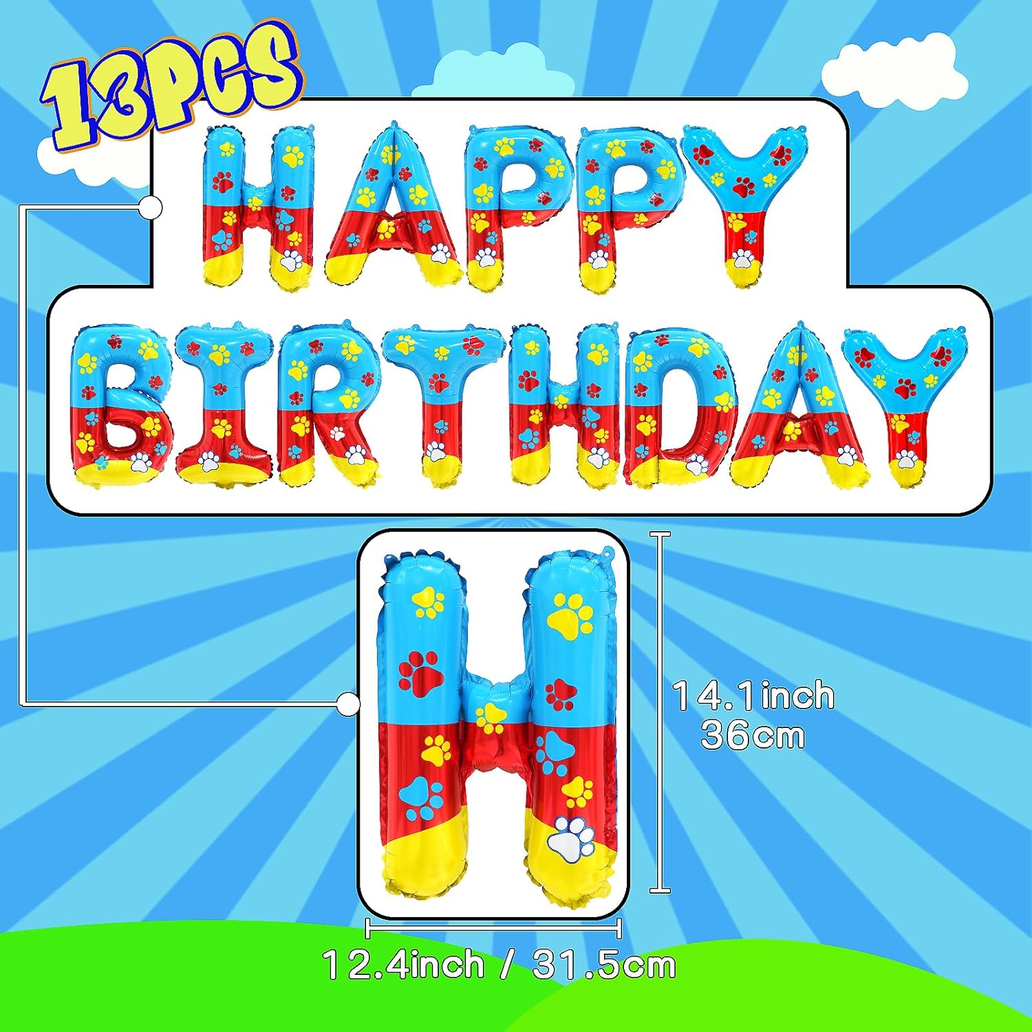 Cartoon Dog Paw Birthday Balloon Decor Banner