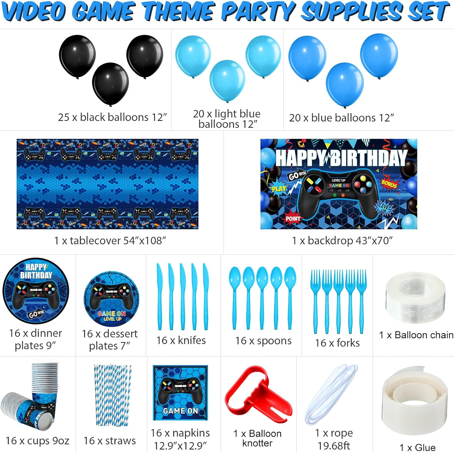 Tatuo 152 Piece Video Game Party Decor Set