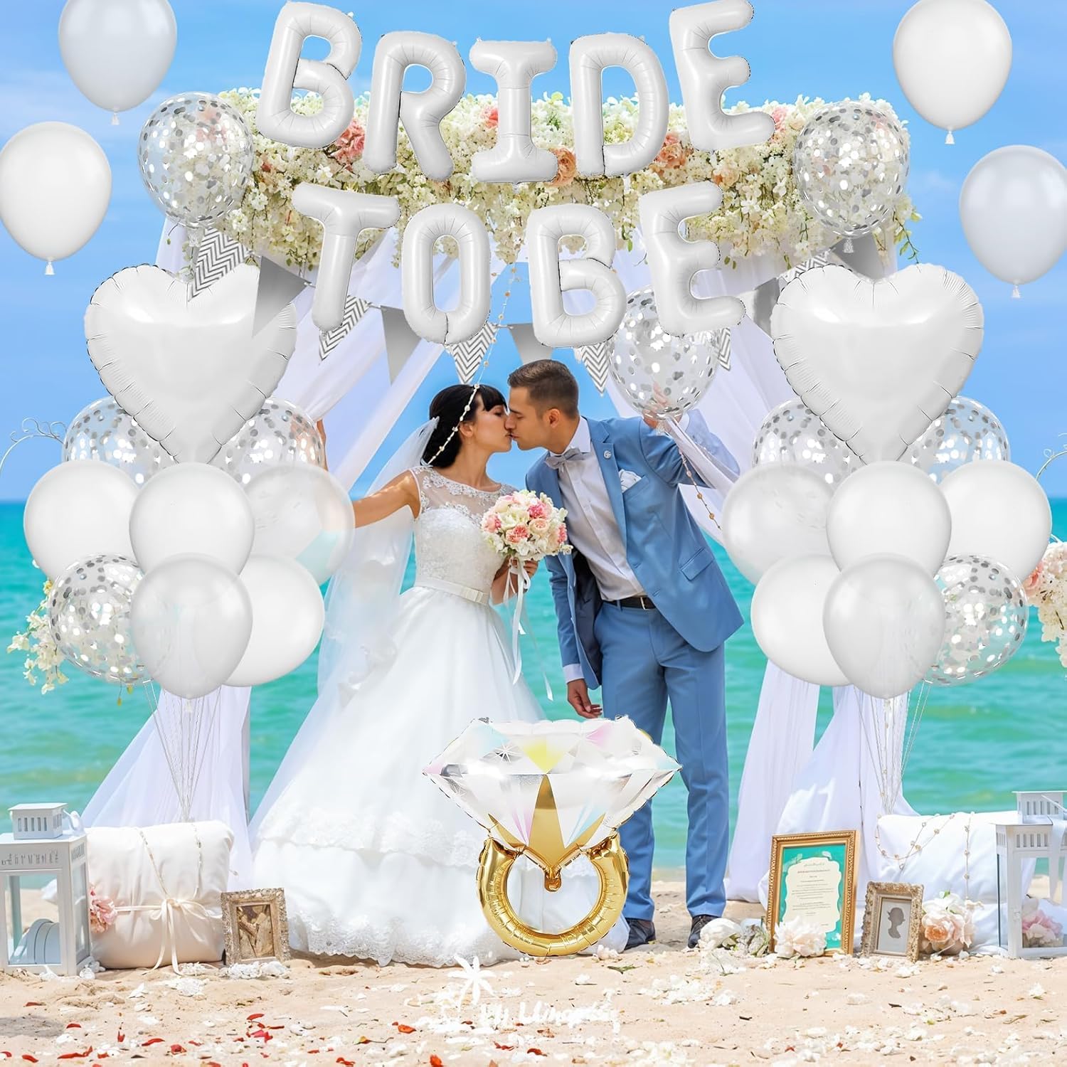 White Bachelorette Party Balloons Decorations Set
