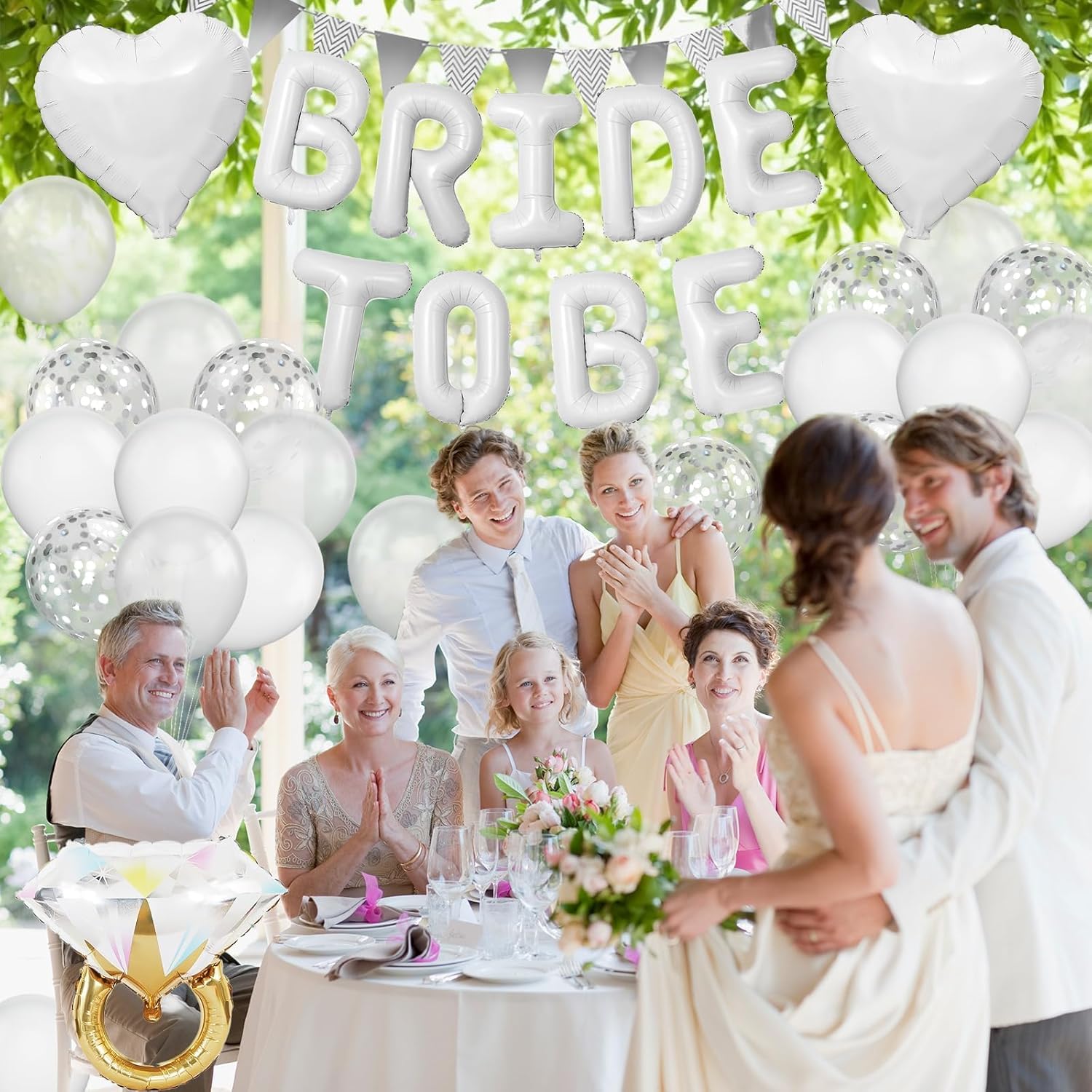 White Bachelorette Party Balloons Decorations Set