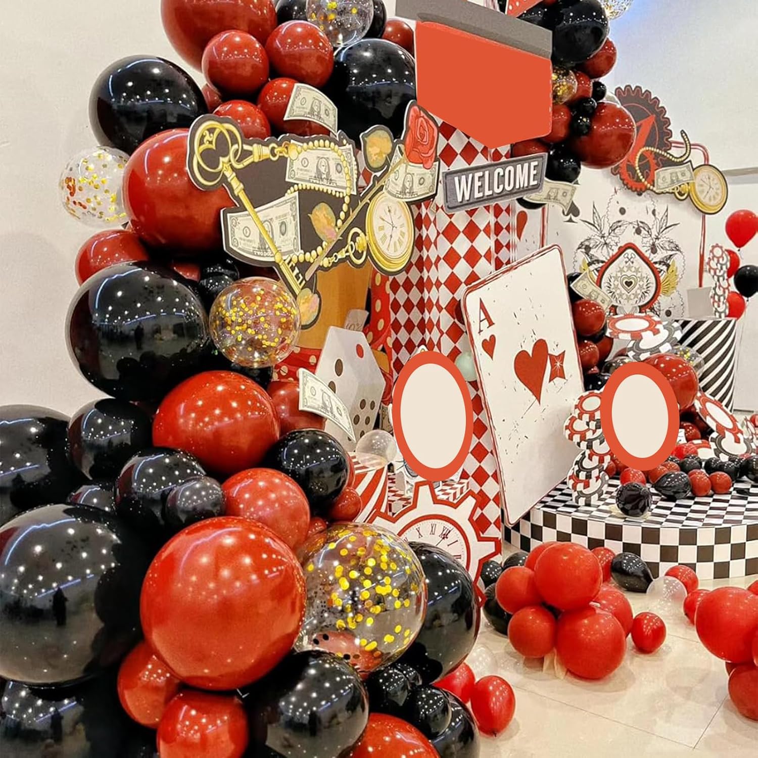 Red Black Gold Balloon Arch Kit 114PCS 4 Sizes for Party Decorations