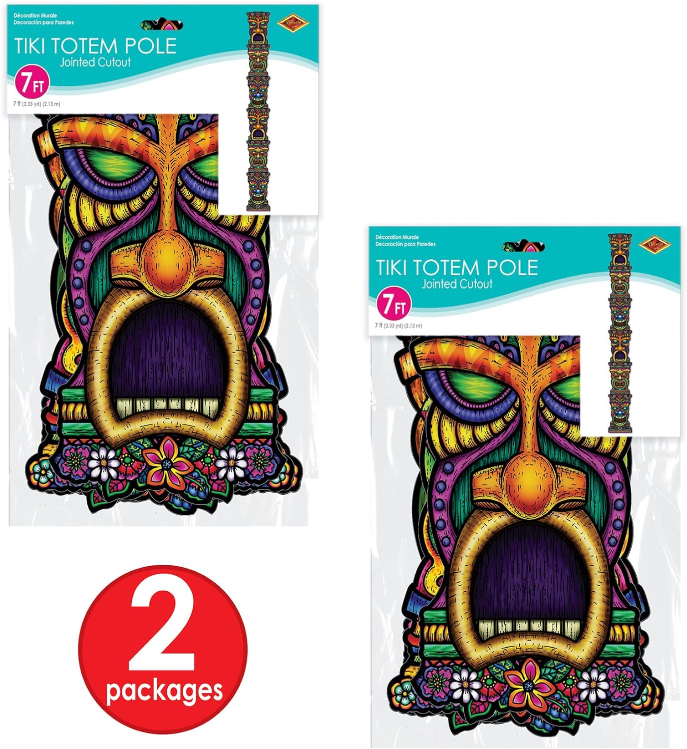 Beistle Tiki Totem Pole Party Decor Set of 2