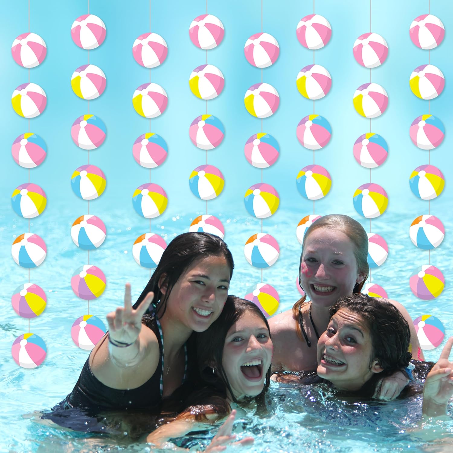 8pcs Pink Beach Ball Party Garlands for Summer Celebrations