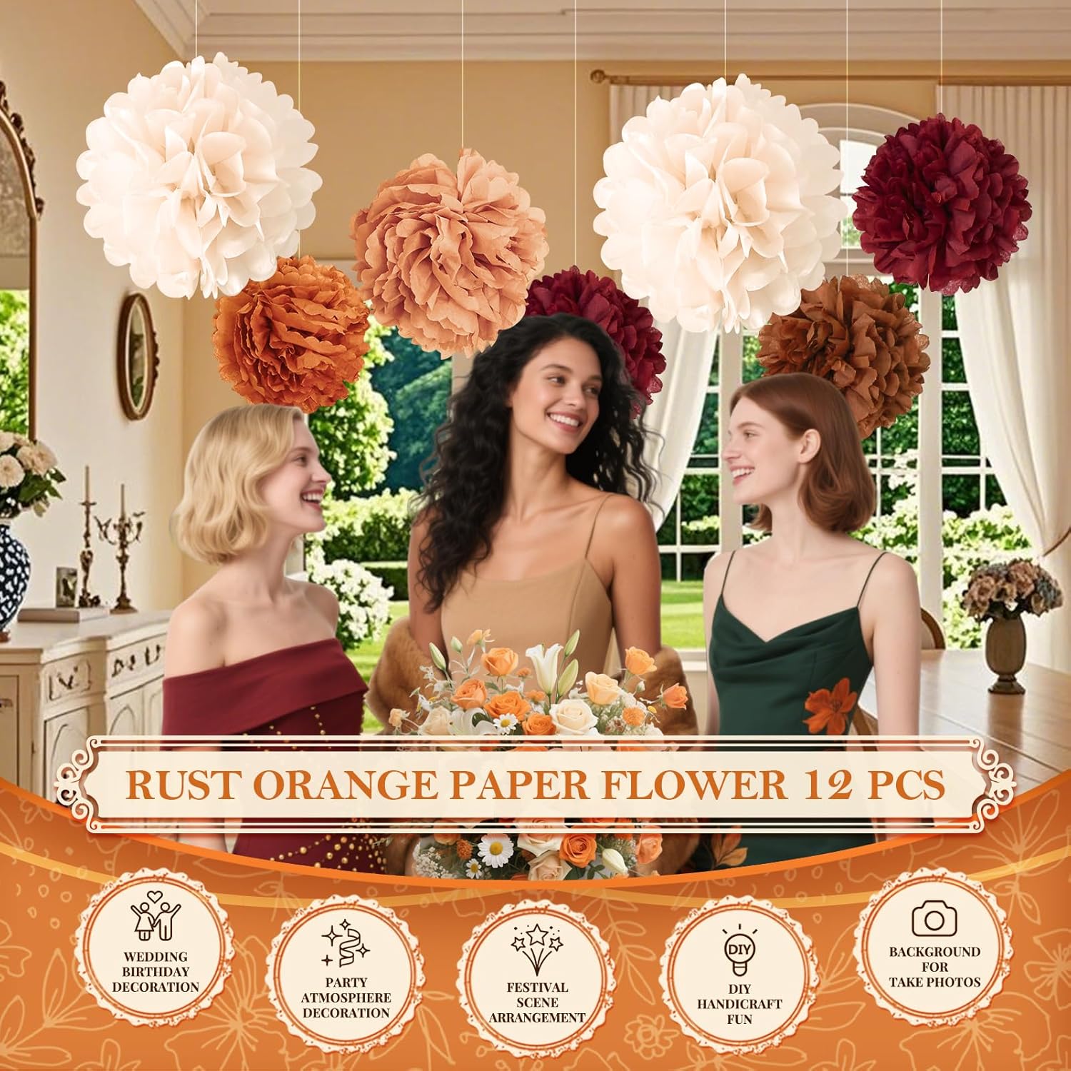 NICROHOME EUR Tissue Paper Pom Poms Wedding Decor Set