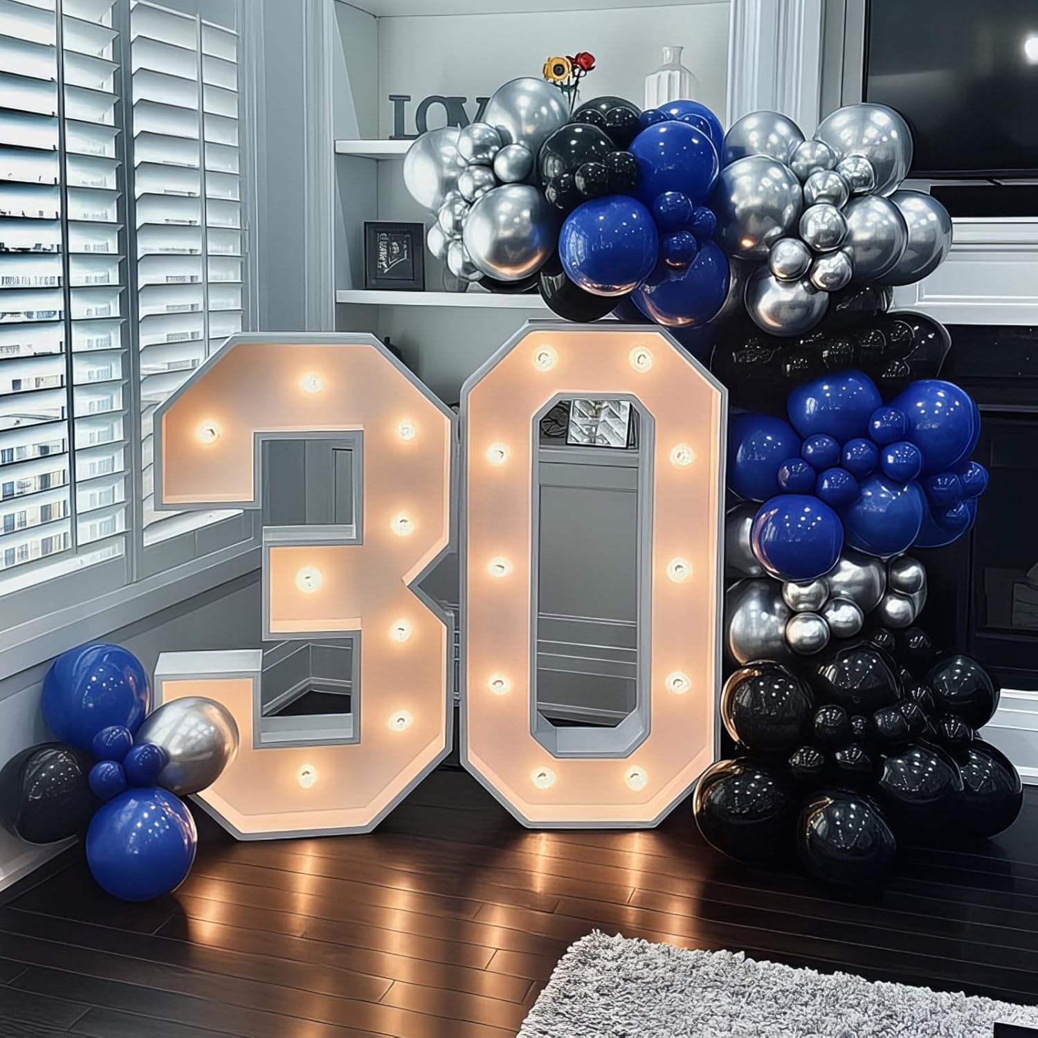 Froova 12 Inch Black Blue Silver Balloons Party Decor Set