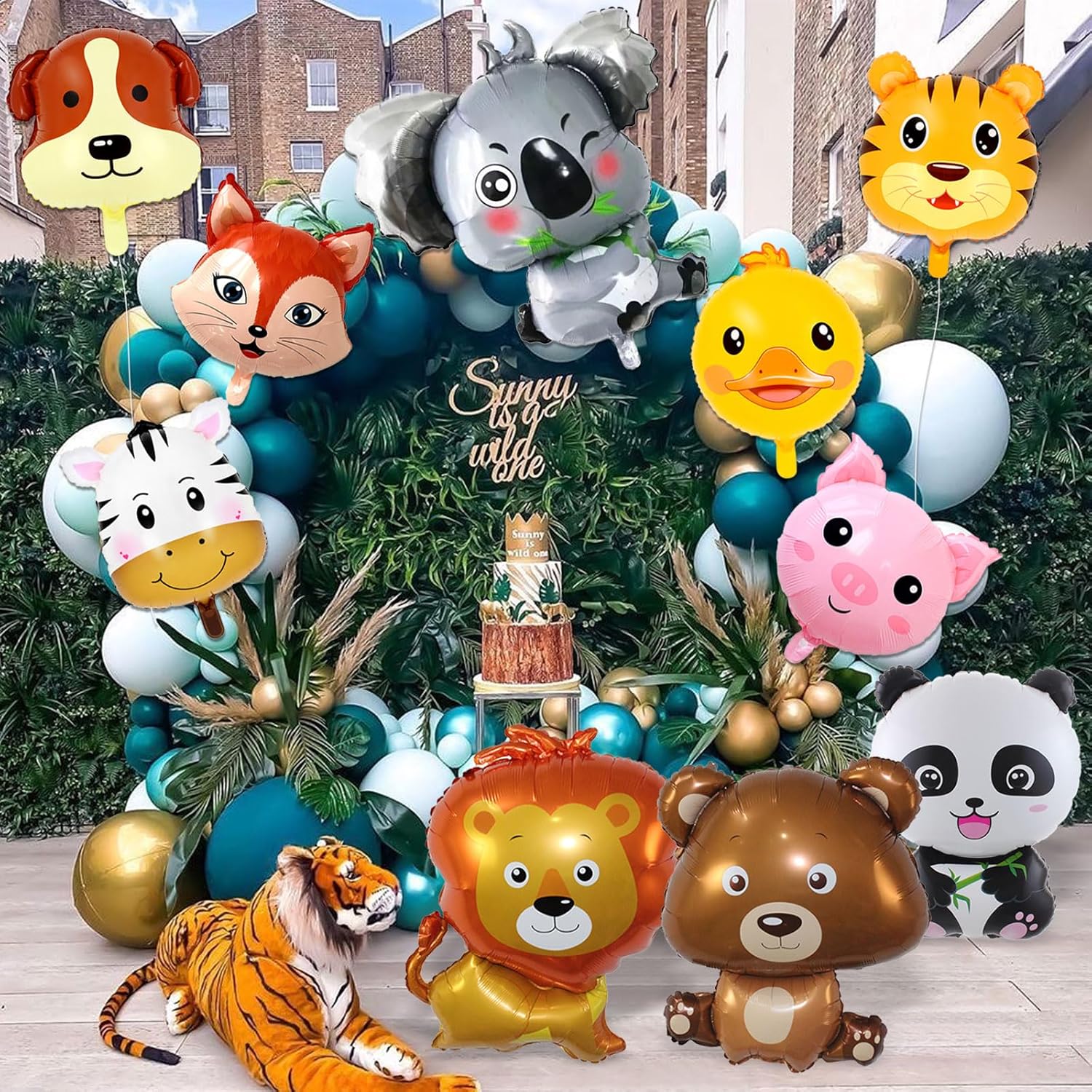 10 Pcs Safari Animal Balloons for Jungle Party Decorations