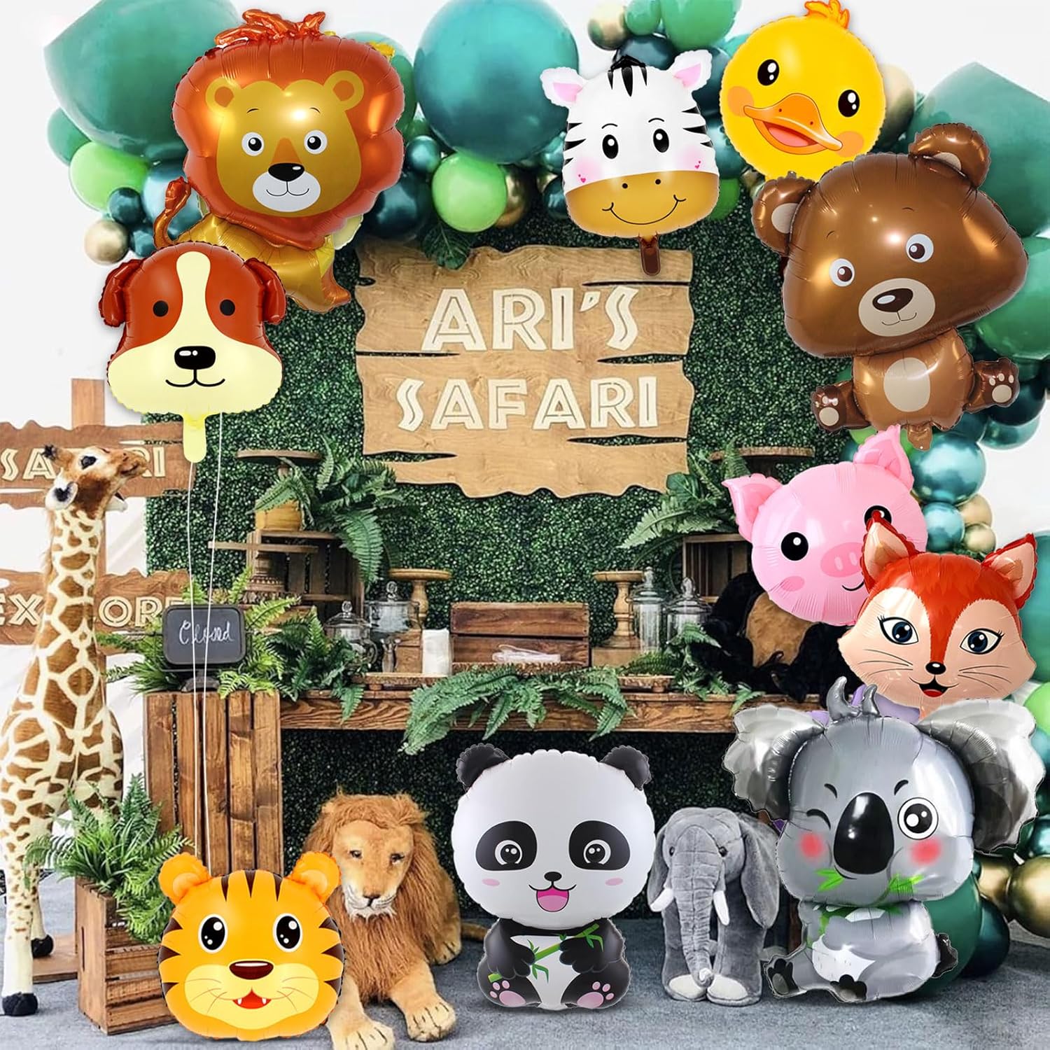 10 Pcs Safari Animal Balloons for Jungle Party Decorations
