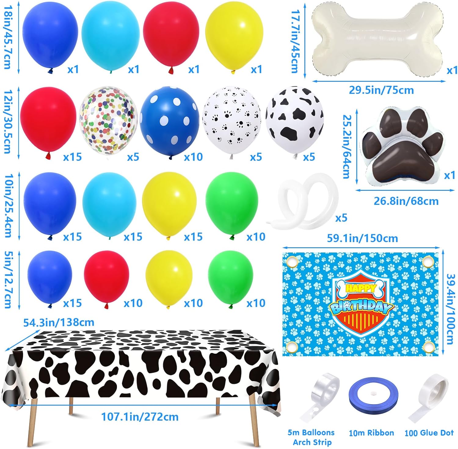 Winrayk 156Pcs Dog Paw Birthday Decorations