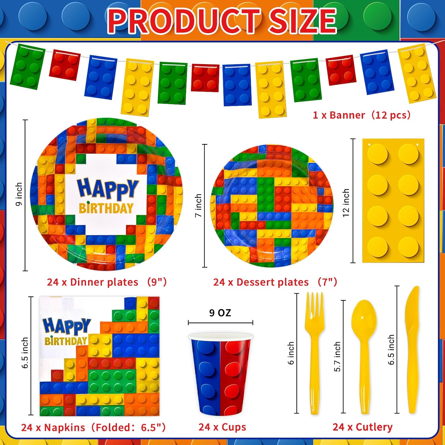 Dylives 180 Pcs Building Block Party Supplies Set