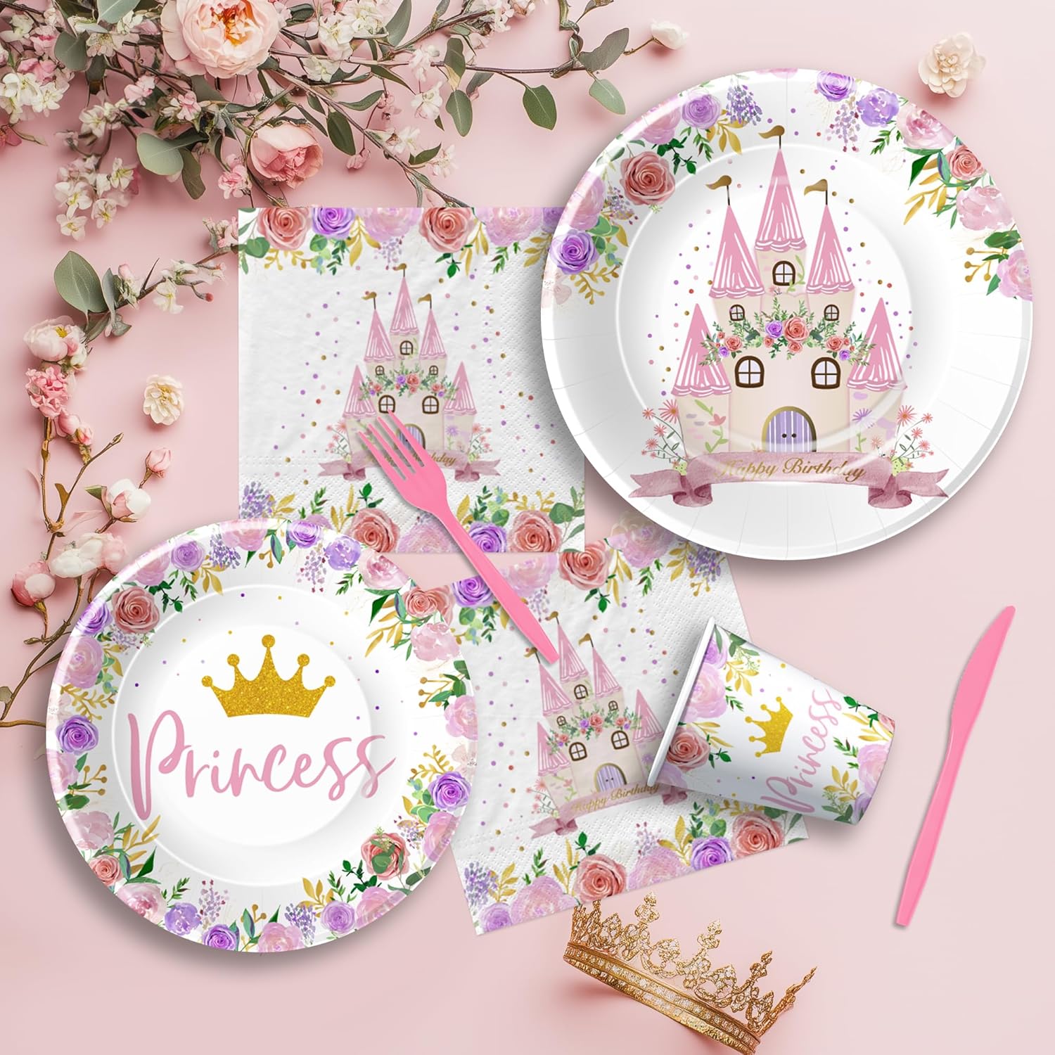 Princess Birthday Party Decor Tableware Set 24 PCS