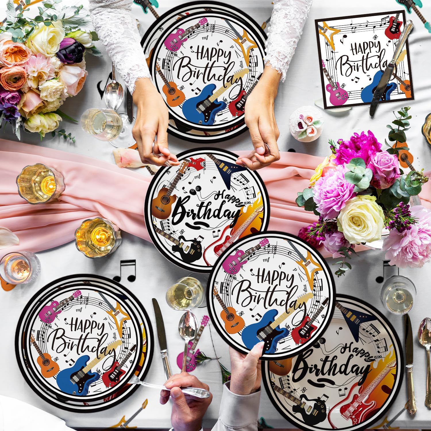 Music Themed Guitar Birthday Decorations 110pcs Set