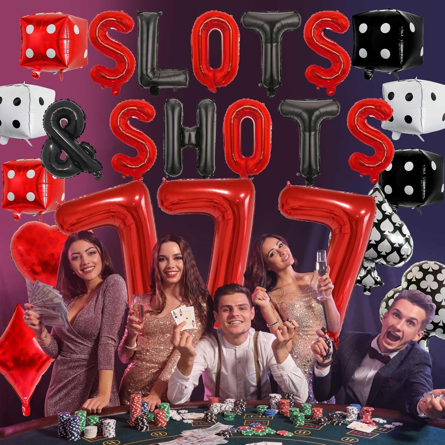 Casino Theme Balloons 24Pcs for Poker Party Decor
