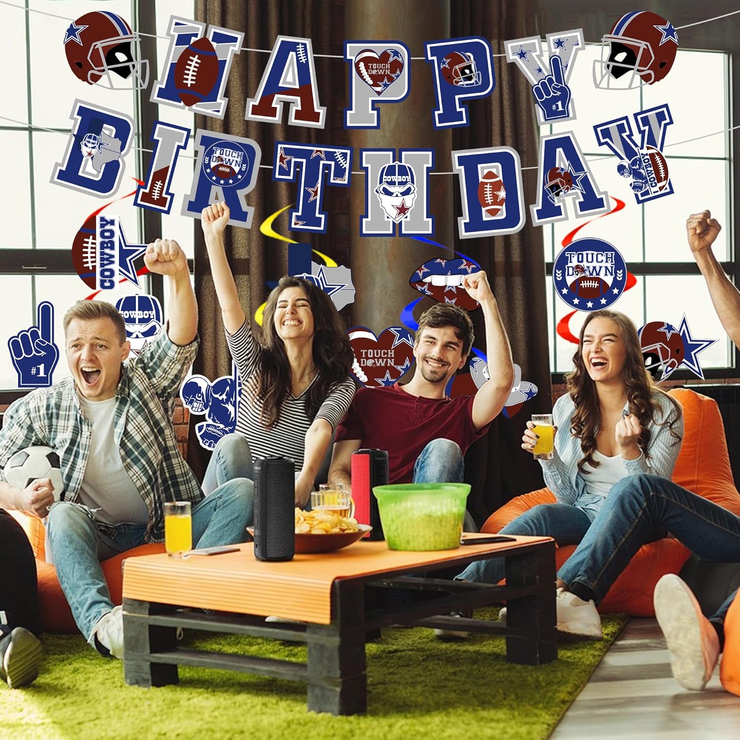 Cowboys Birthday Party Decorations - 11 Pcs Football Banners
