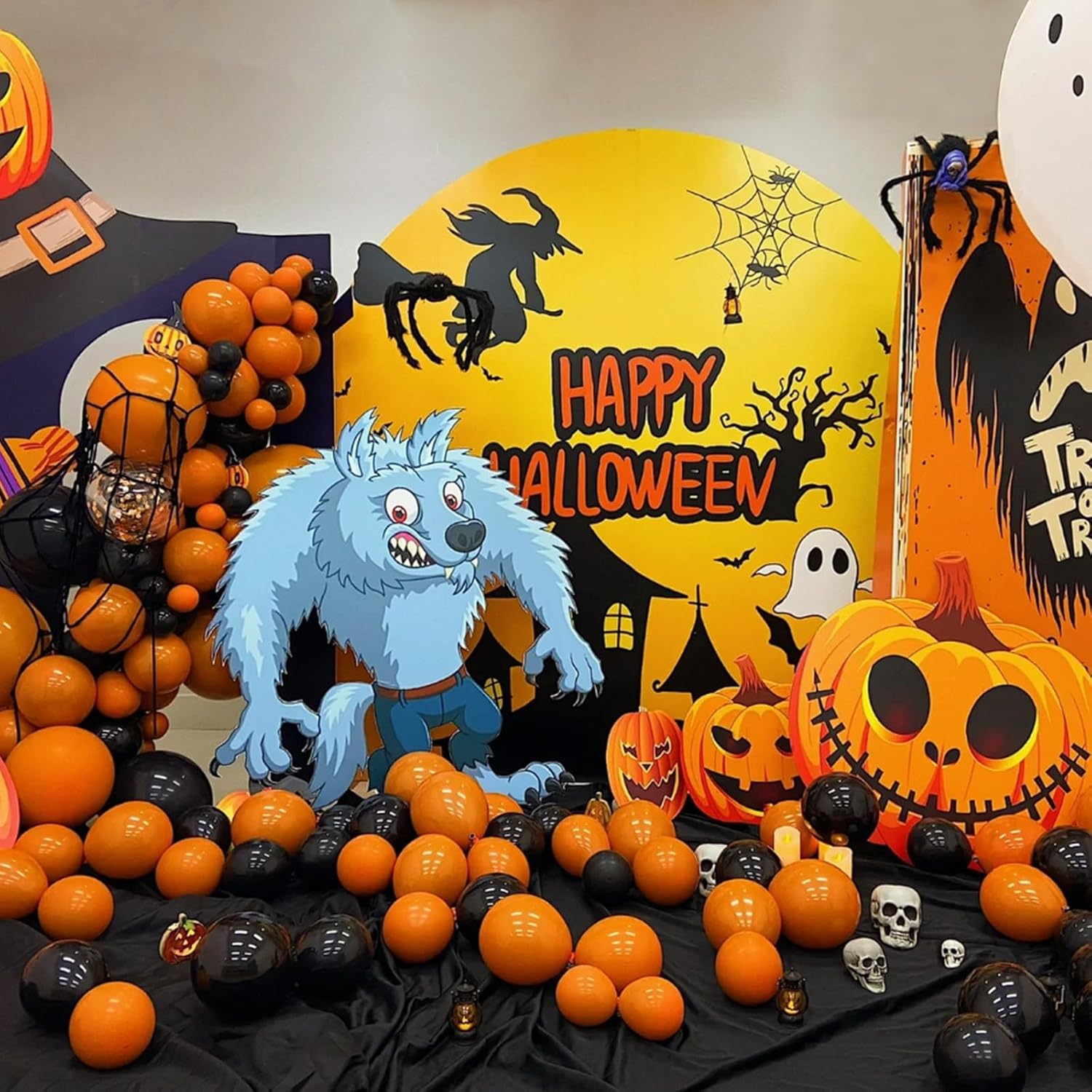 100 Pcs Black and Orange 12 Inch Halloween Balloons