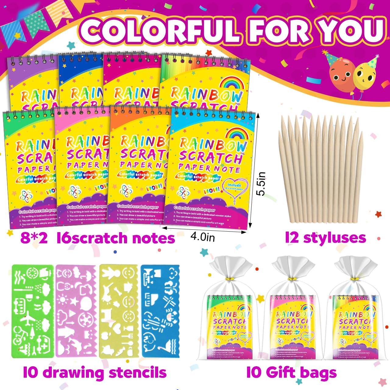 Pigipigi Kids Scratch Art Craft Kit 16 Pack