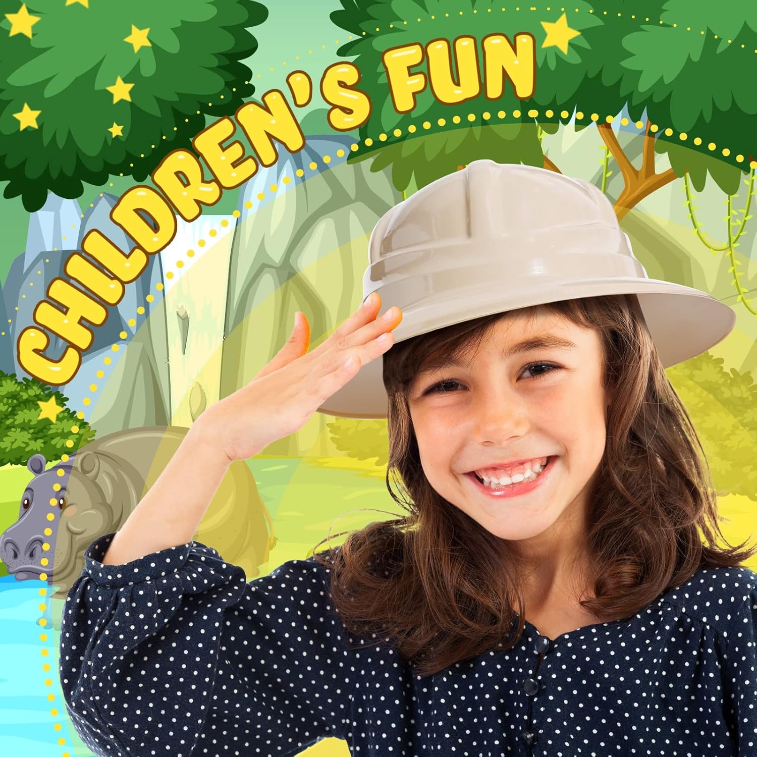 Hillban 48 Pcs Safari Hats for Kids Party Supplies