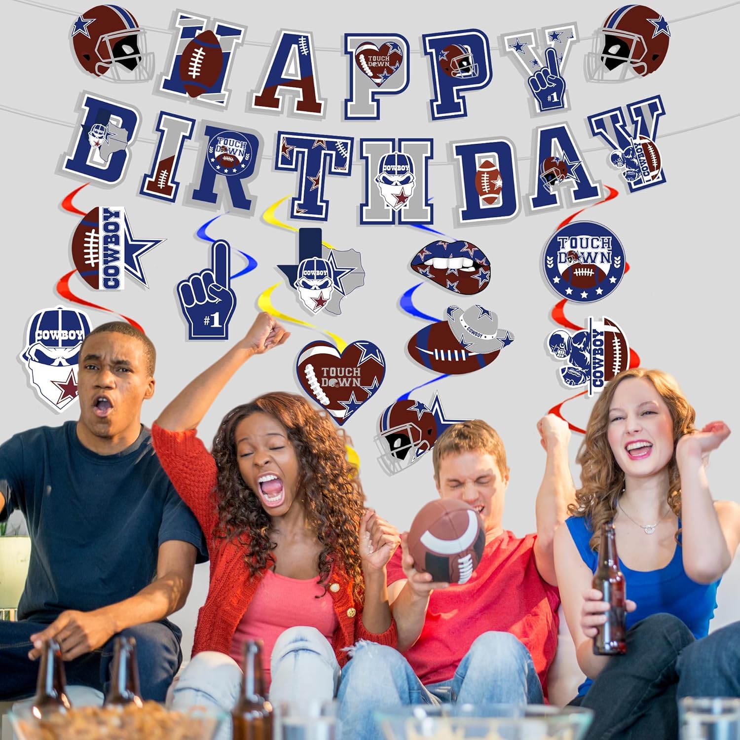Cowboys Birthday Party Decorations - 11 Pcs Football Banners