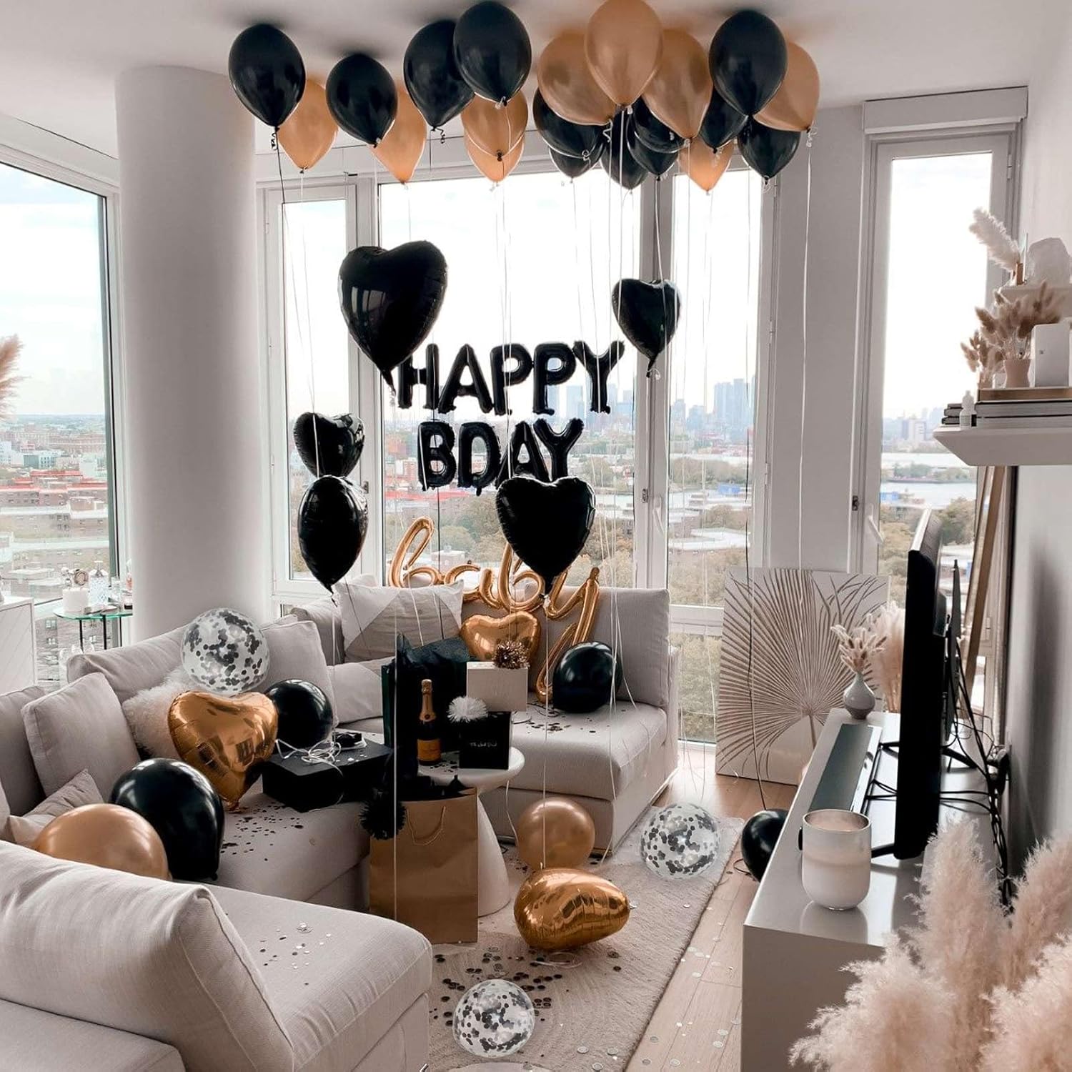 27 Pcs Black Birthday Balloon Decor Kit