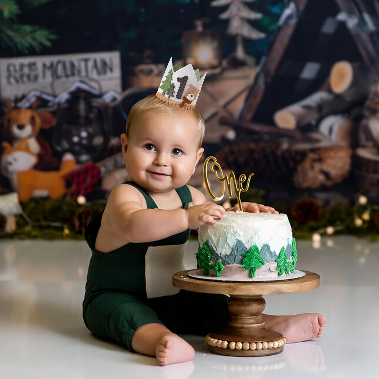 One Happy Camper Teddy Bear 1st Birthday Hat for Boys
