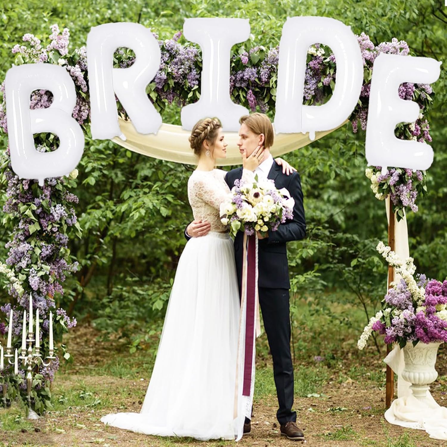 40 Inch White BRIDE Foil Balloons Decor Set