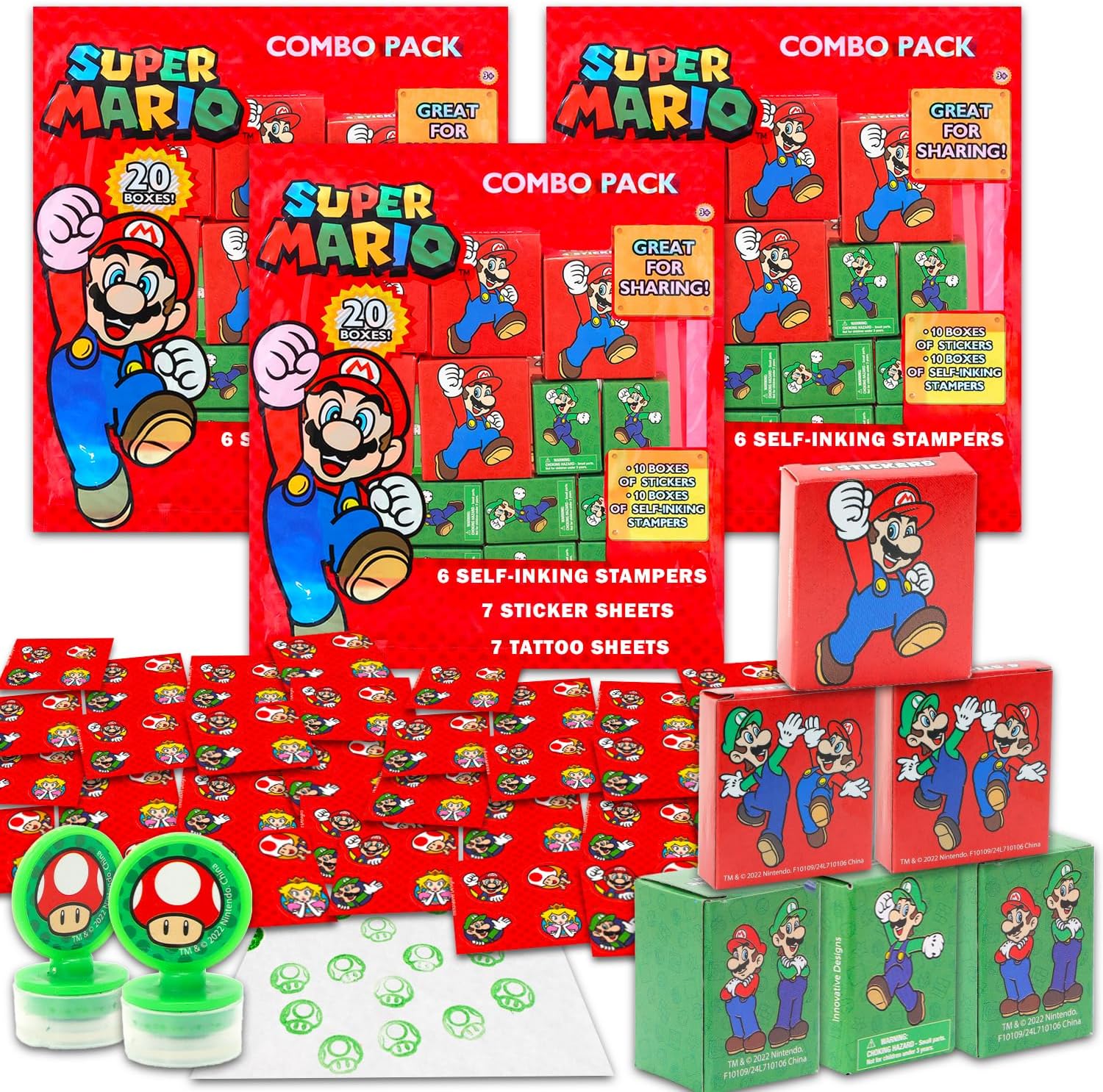 Super Mario Party Favors Bulk Set with 60 Pieces