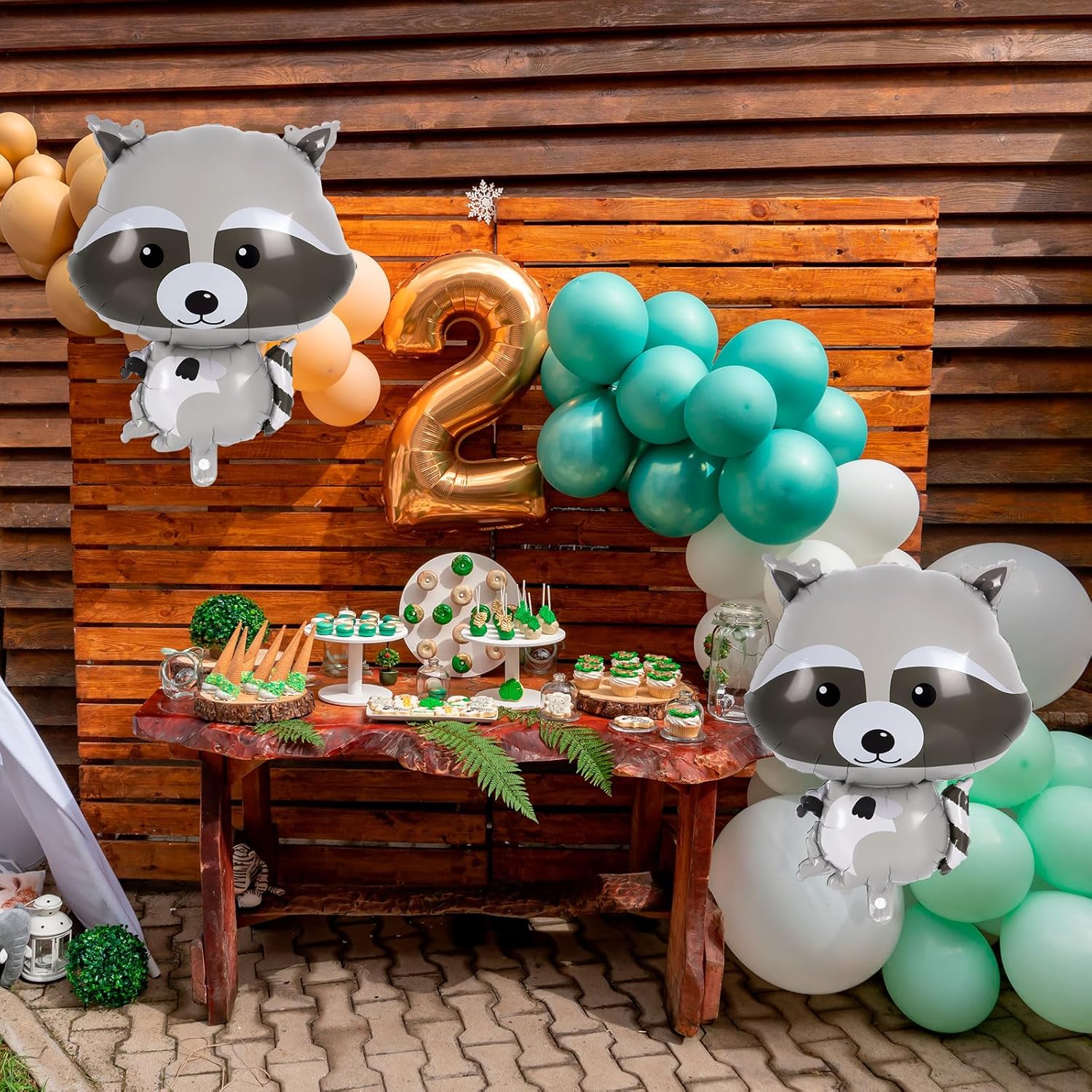 AIQINHU Raccoon Balloons 6 Pcs Foil Animal Decorations