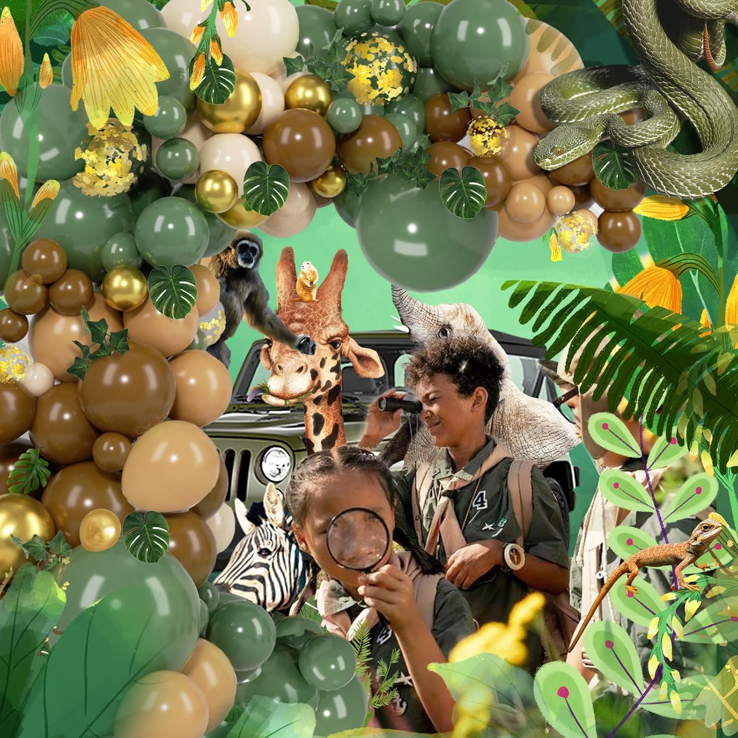 PERPAOL Jungle Safari Balloon Garland Kit 140pcs