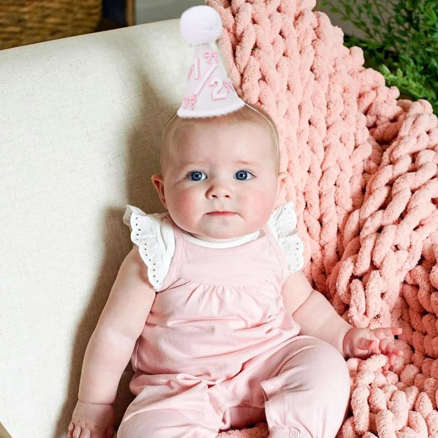 WAOUH Half Birthday Baby Hat - Glitter Crown for 6 Month Celebration