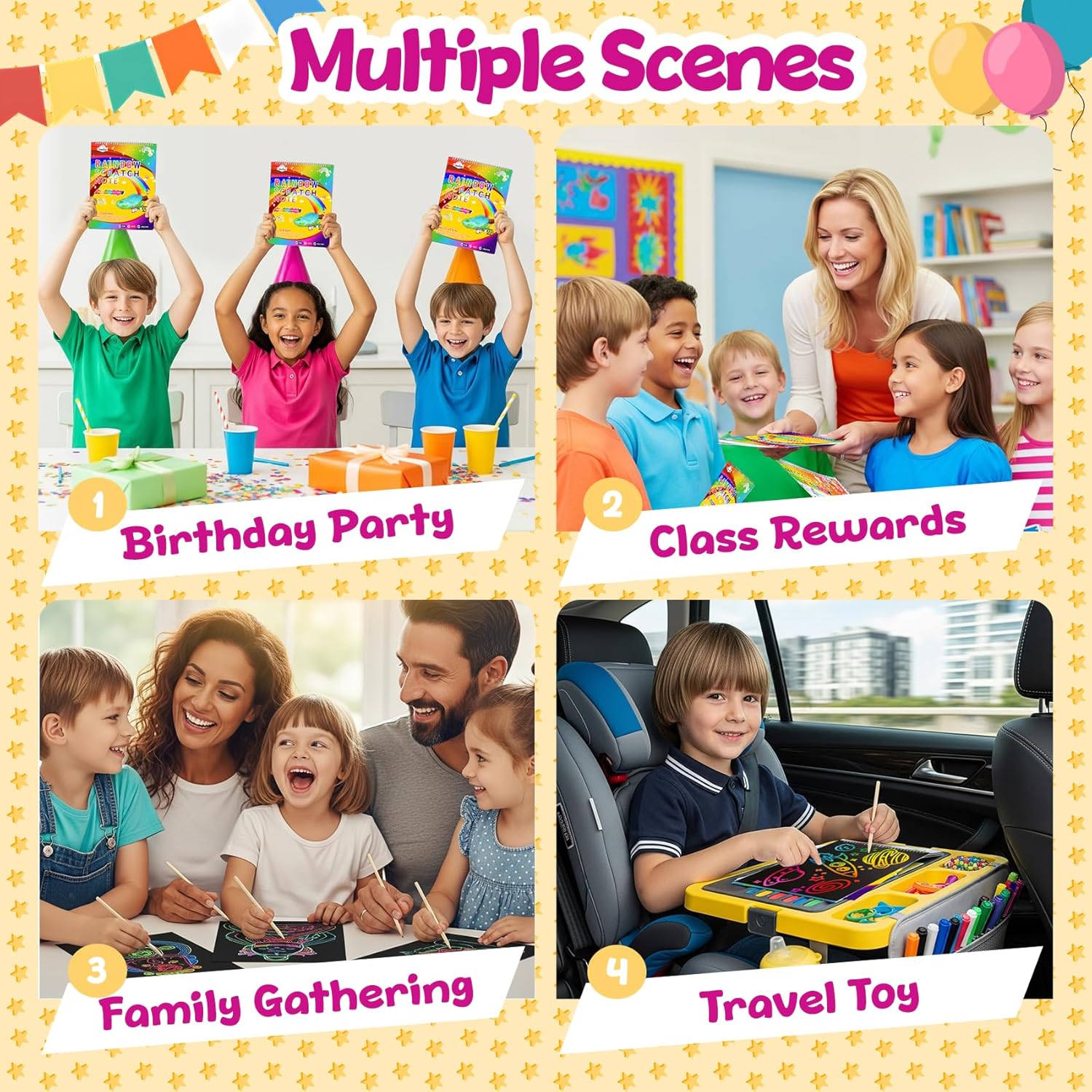 Decojoy Rainbow Scratch Art Party Favors for Kids 4-8 Years