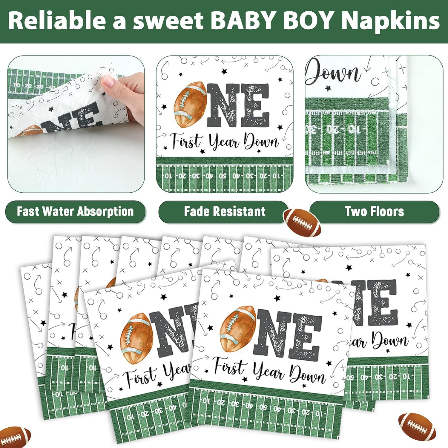 200PCS Football 1st Birthday Tableware Set for Kids