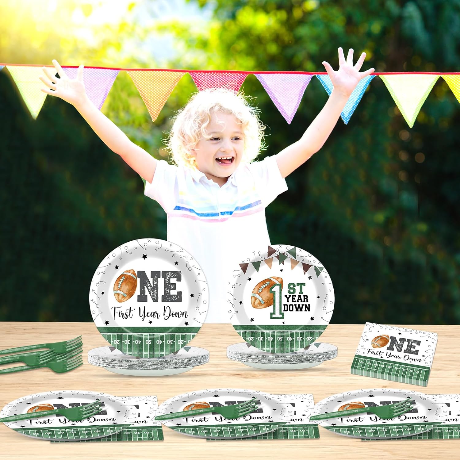 200PCS Football 1st Birthday Tableware Set for Kids