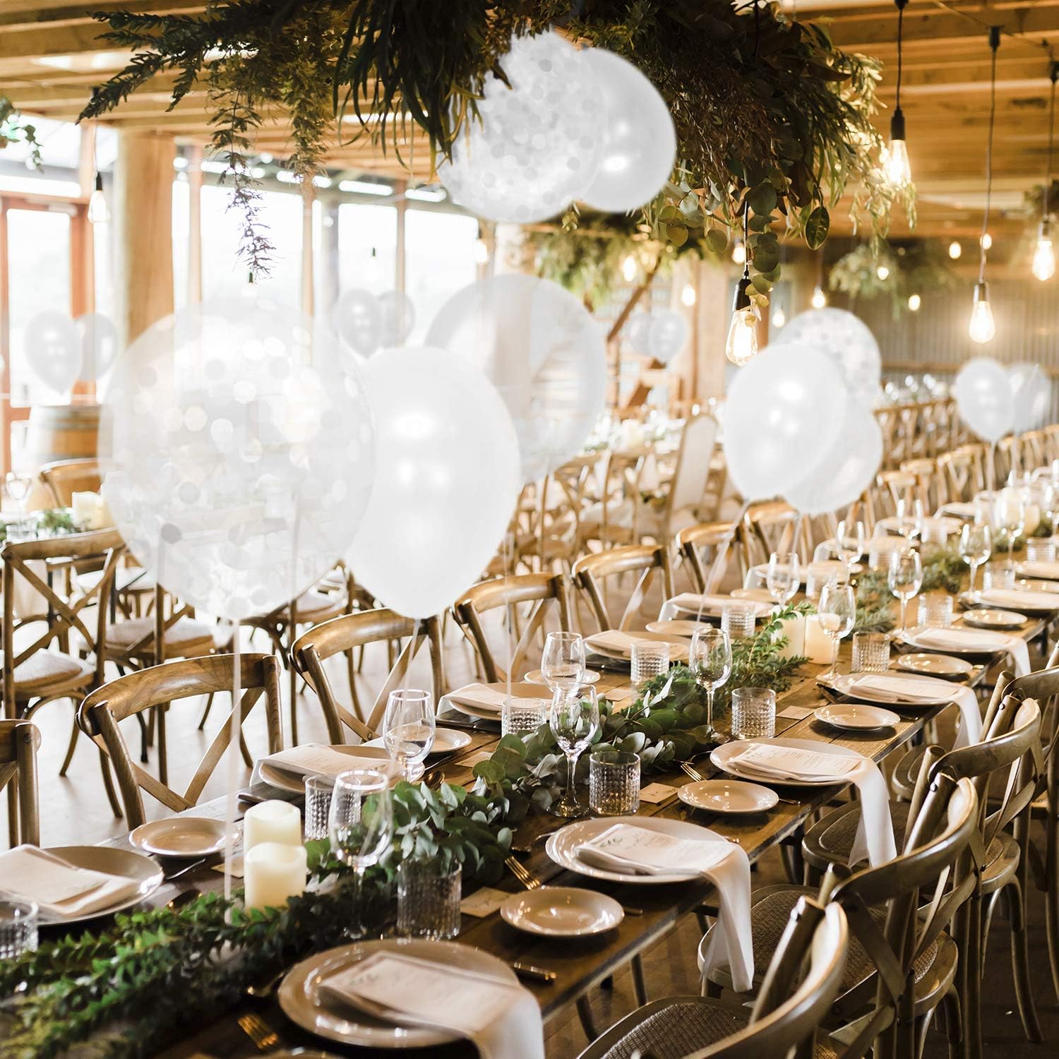 Dandy Decor 60 Pack White Balloons with Confetti