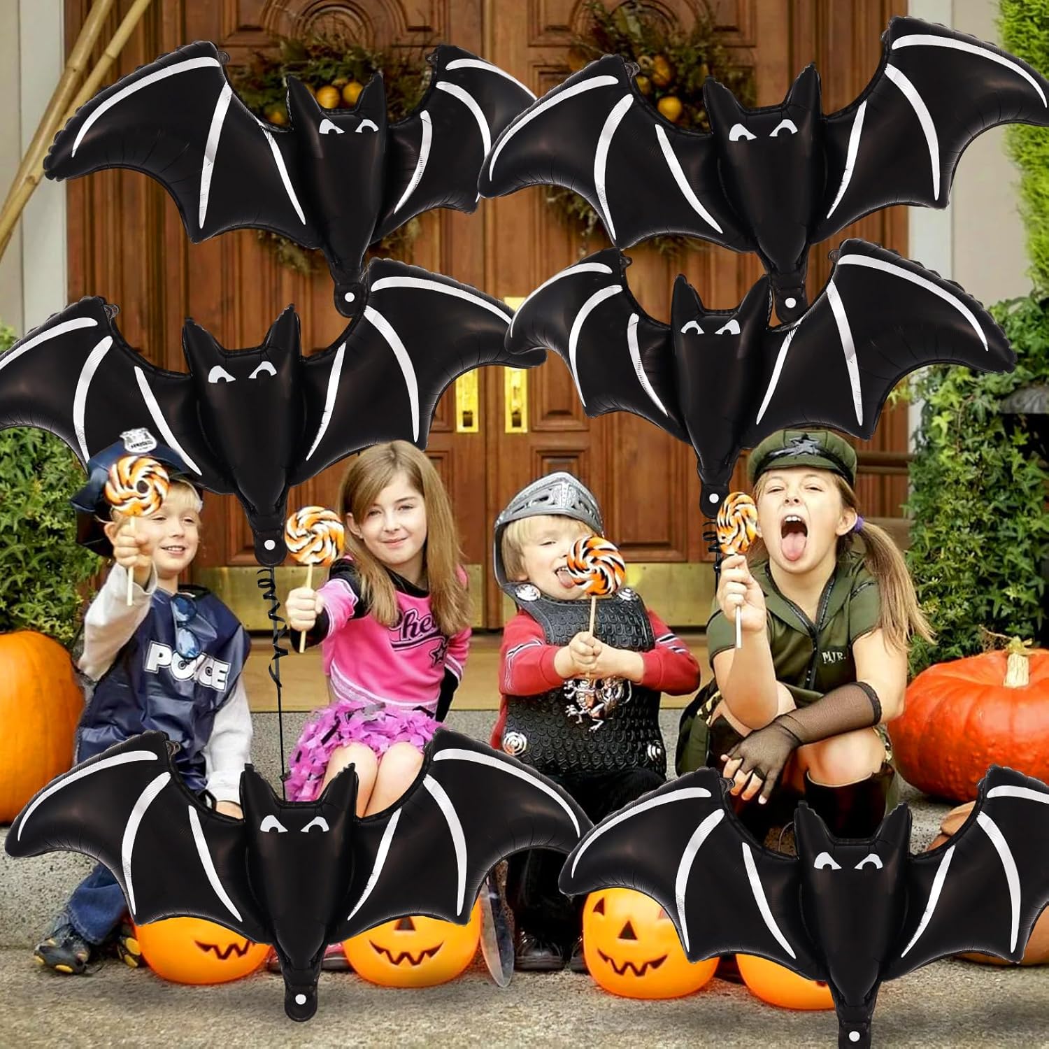 6 Pcs Black Bat Foil Balloons Halloween Decor