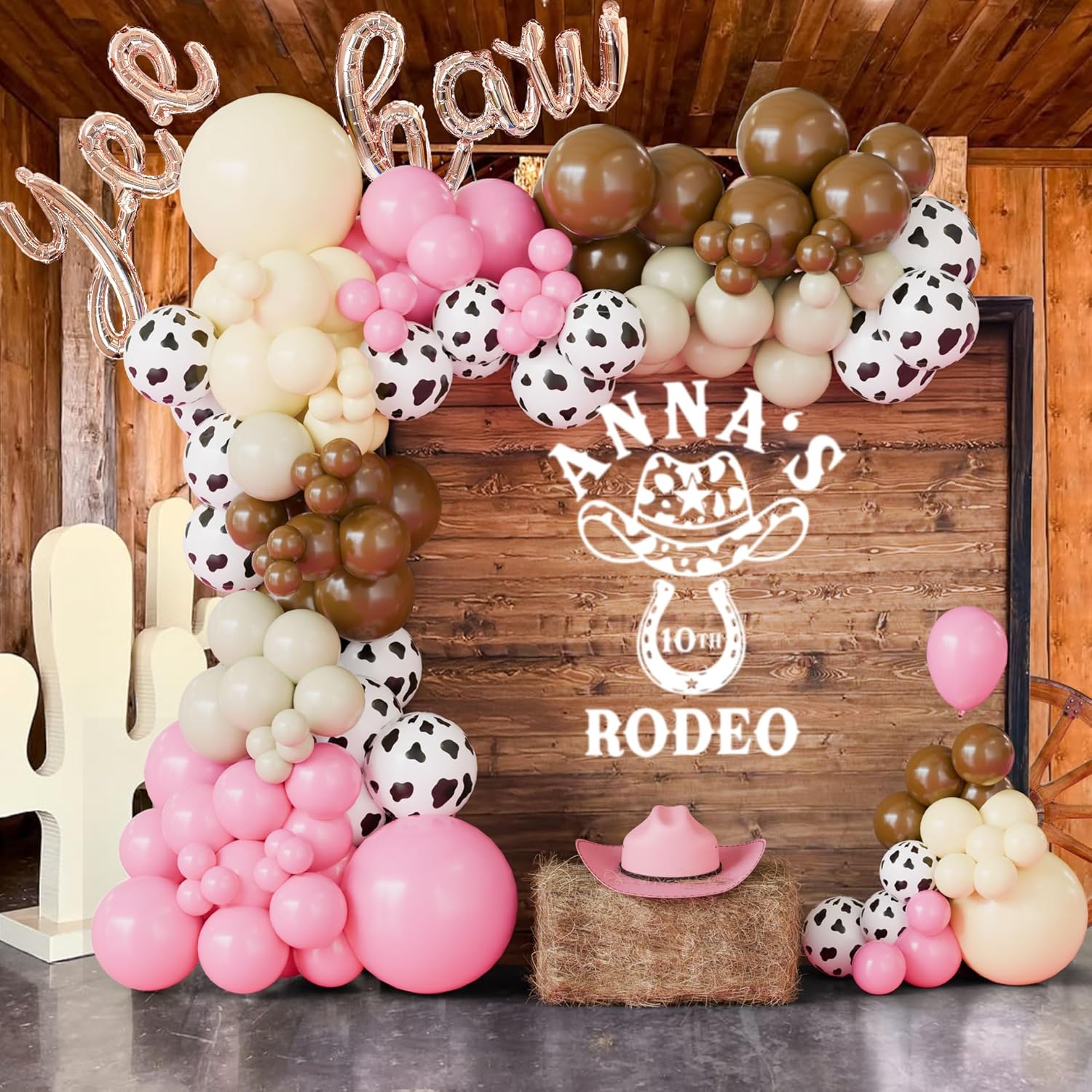 Cowgirl Balloon Arch Kit with Yee Haw Letter Balloons