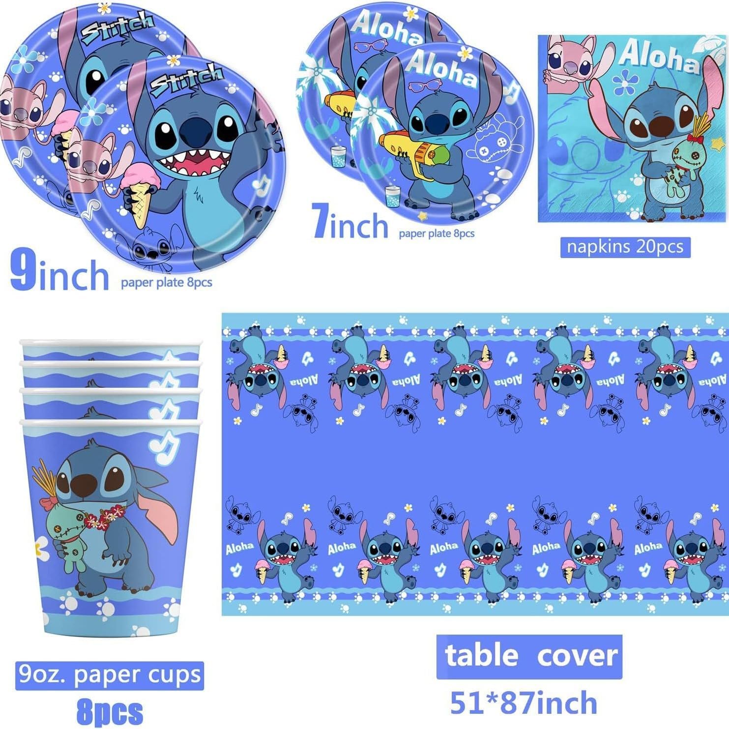 Lilo and Stitch 61 Pcs Birthday Party Supplies Set