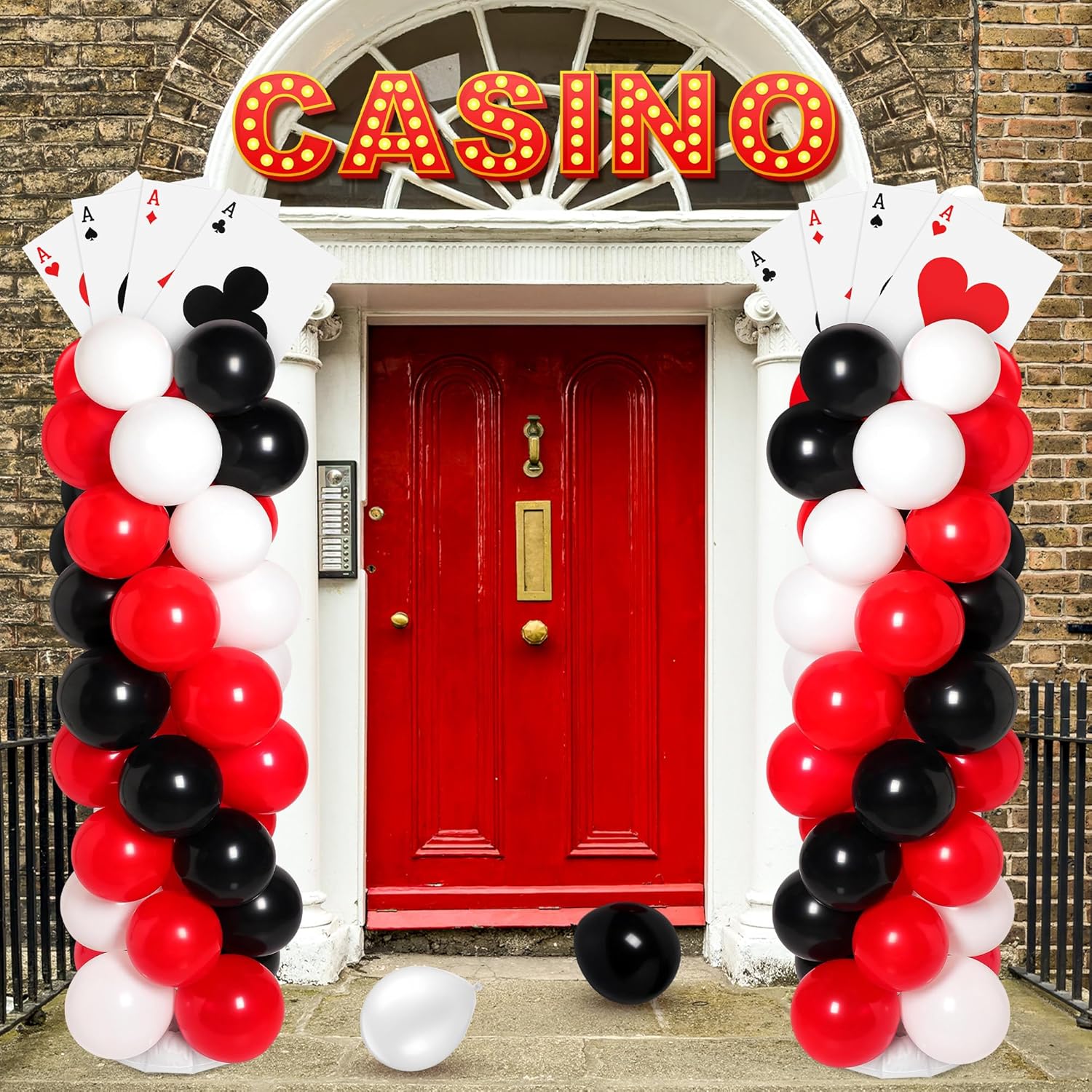 2 Sets Casino Themed Balloon Column Kit with Jumbo Poker Cards