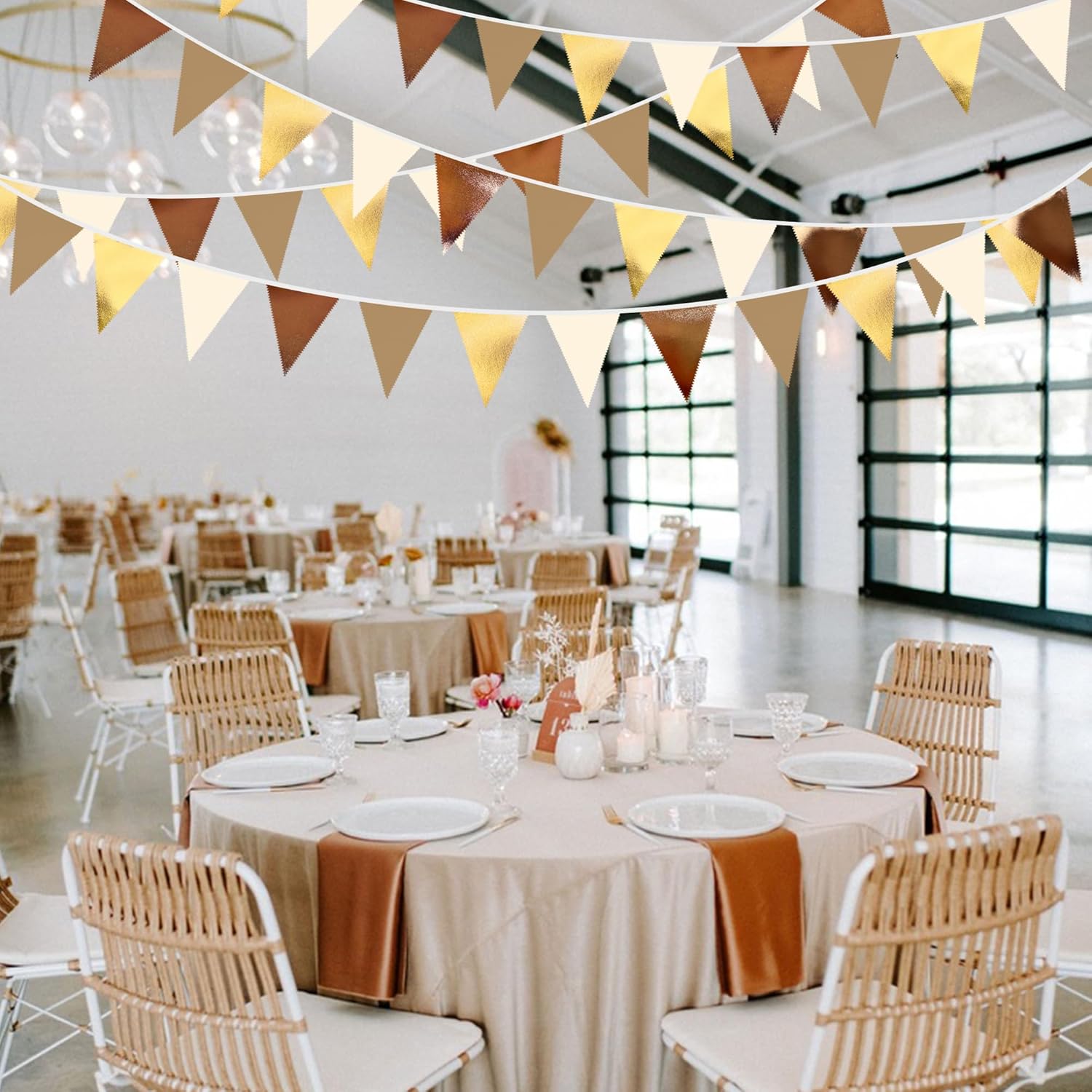 32 Foot Martini Party Metallic Gold Brown Pennant Banner Garland
