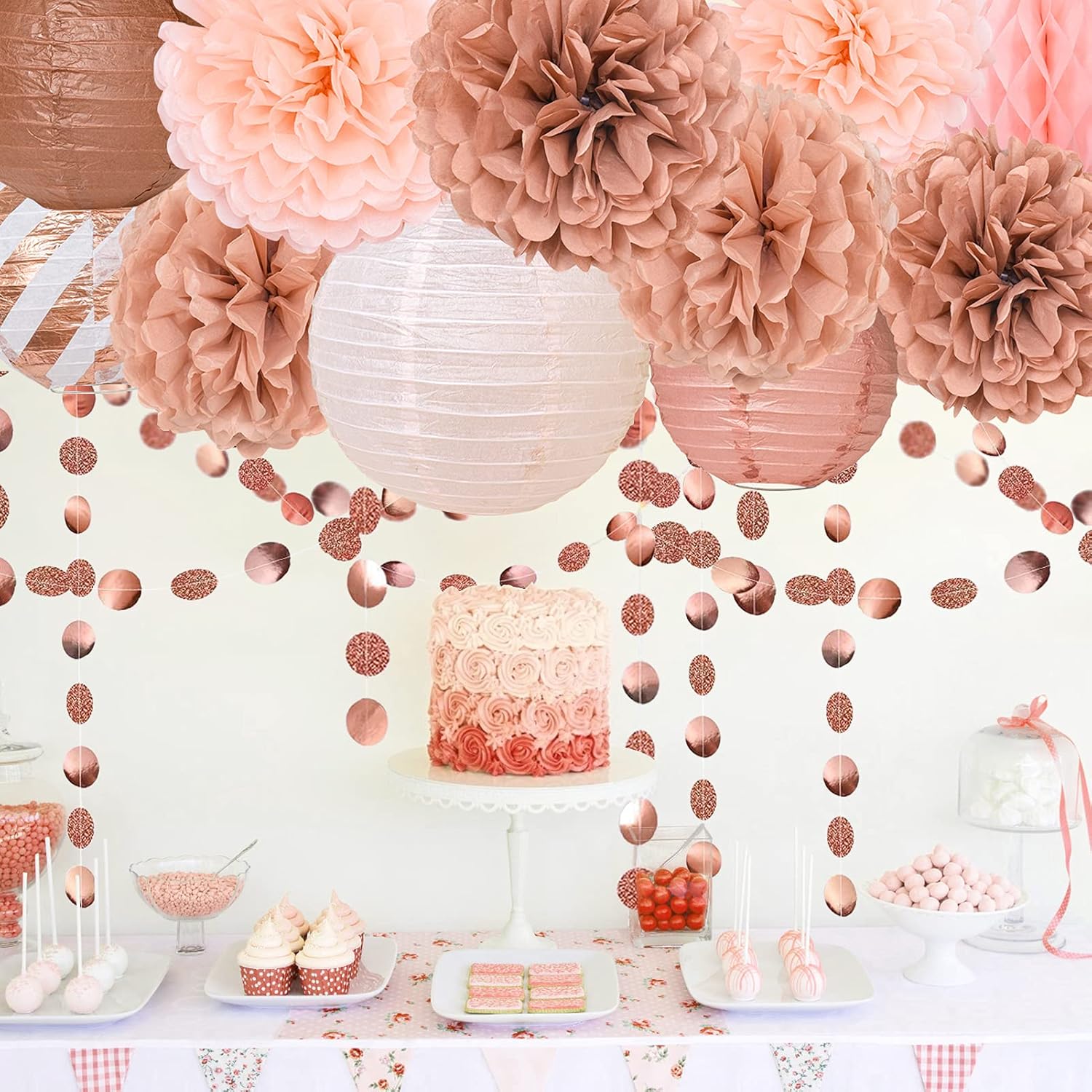 Rose Gold Party Decorations 13 Pcs Hanging Set