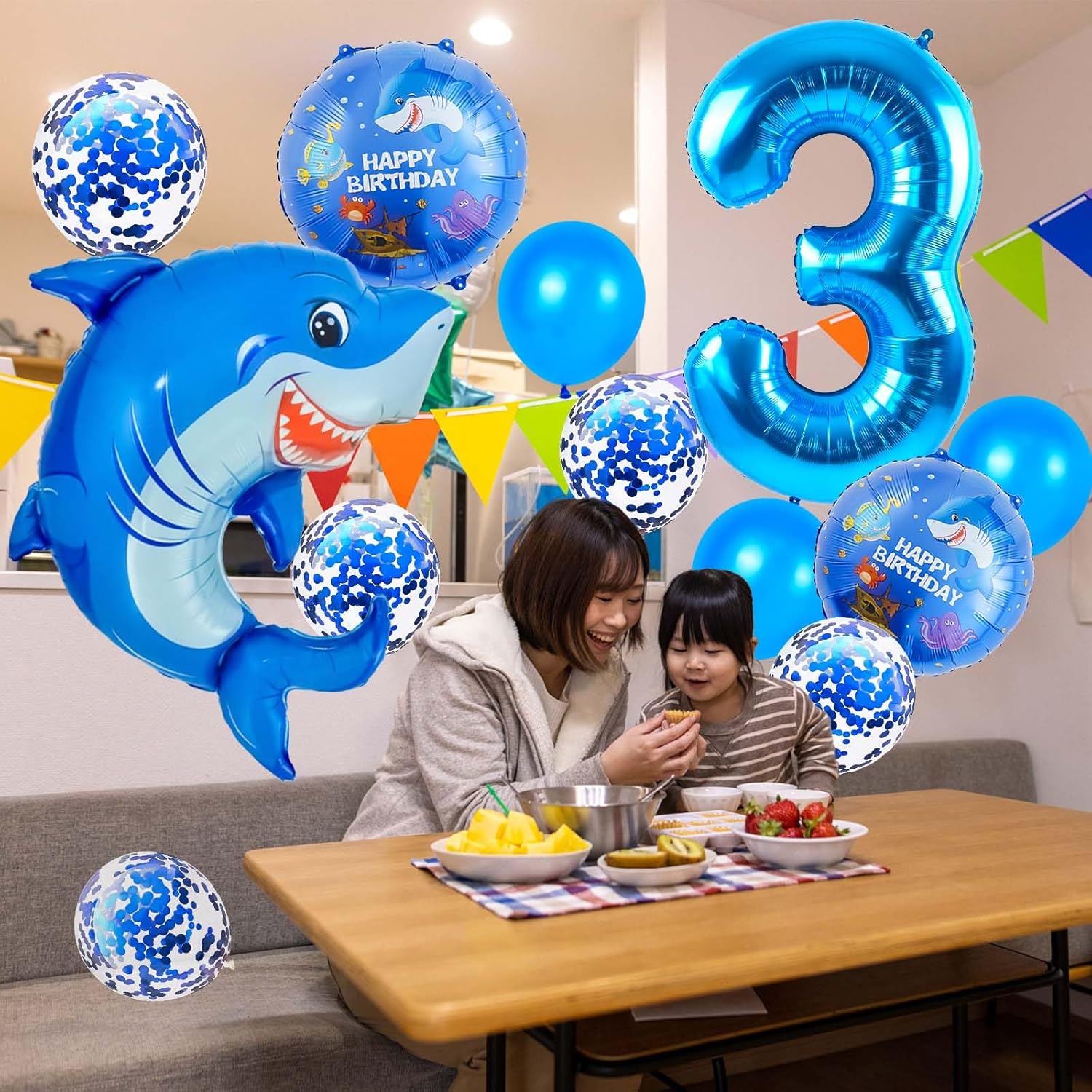 Blue Shark 3 Balloon Decorations for Boys