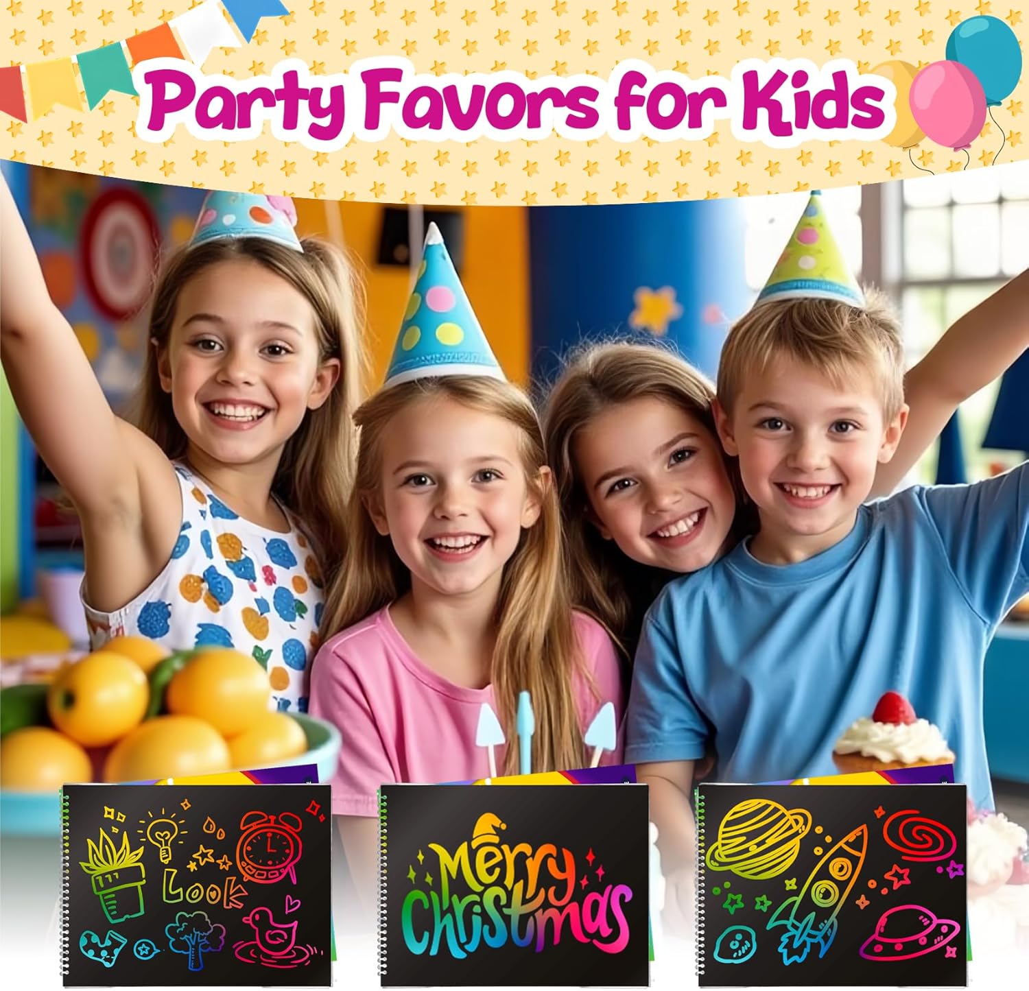 Decojoy Rainbow Scratch Art Party Favors for Kids 4-8 Years