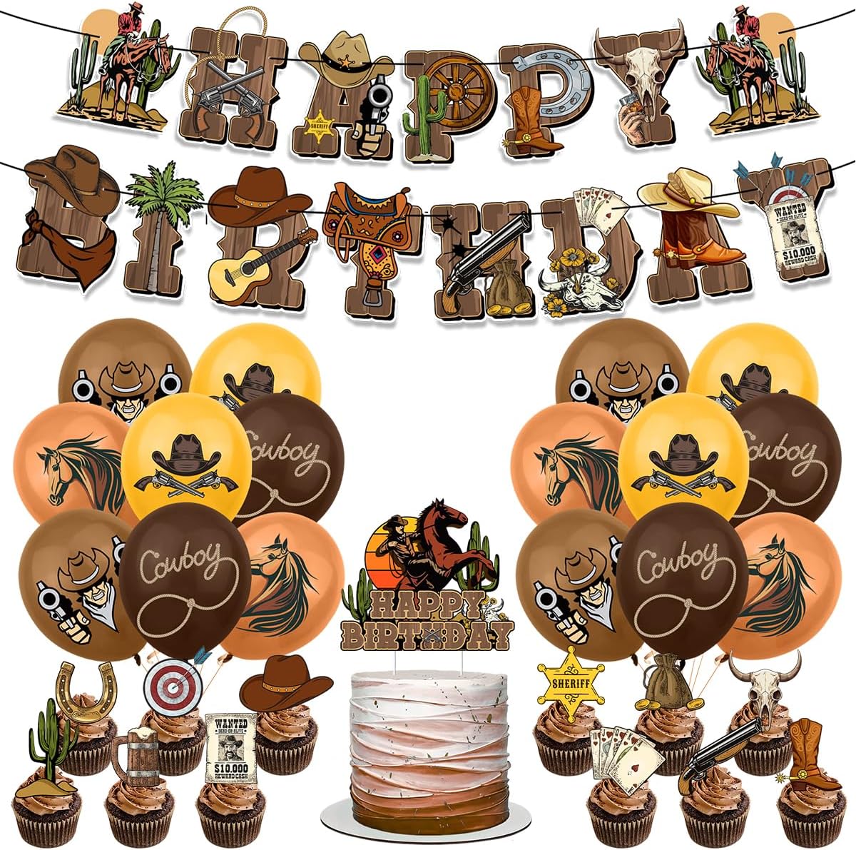 Western Cowboy Party Decorations Set