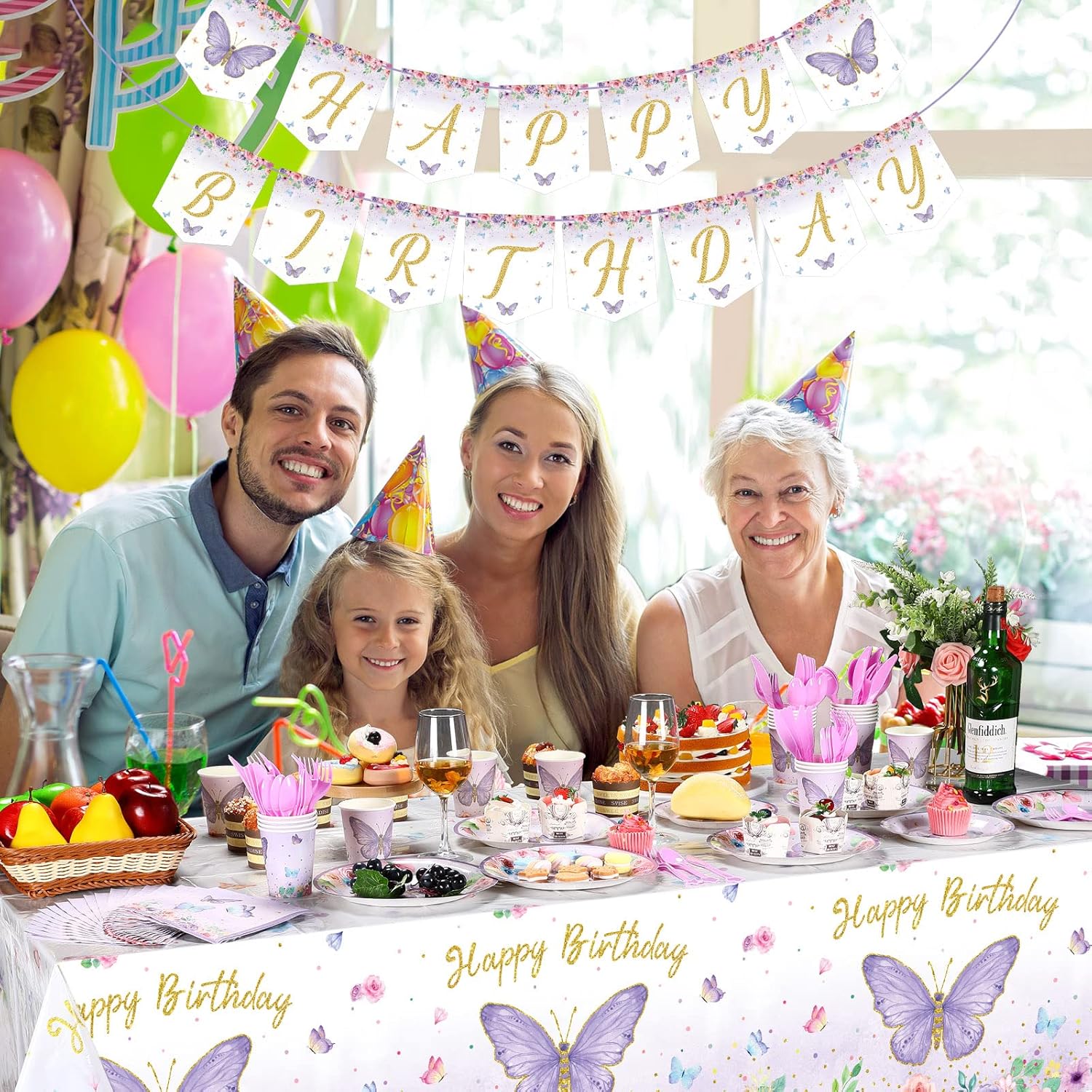 Butterfly Birthday Party Supplies Set for 24 Guests