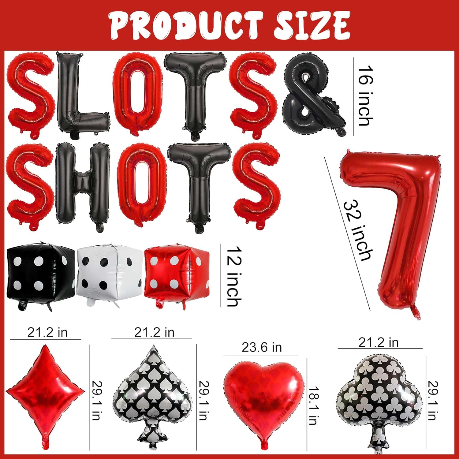 Casino Theme Balloons 24Pcs for Poker Party Decor