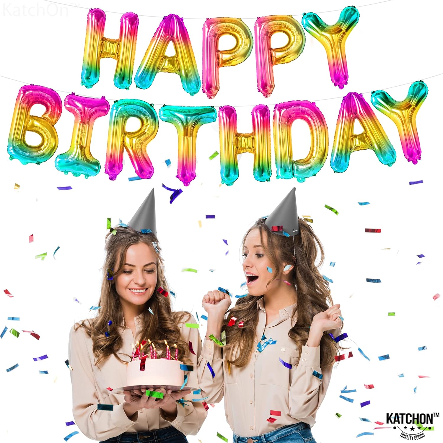 KatchOn Rainbow Happy Birthday Balloon Letters 16 Inch