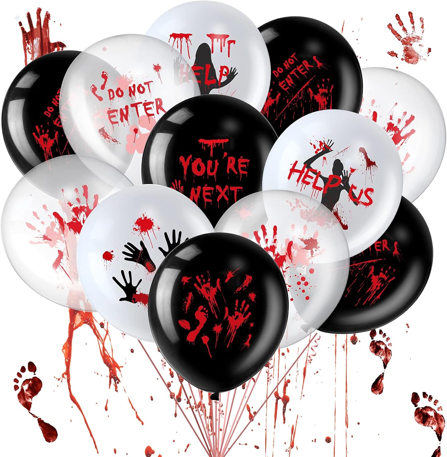 Aoriher 45 Pcs Scary Halloween Balloons 12 Inches