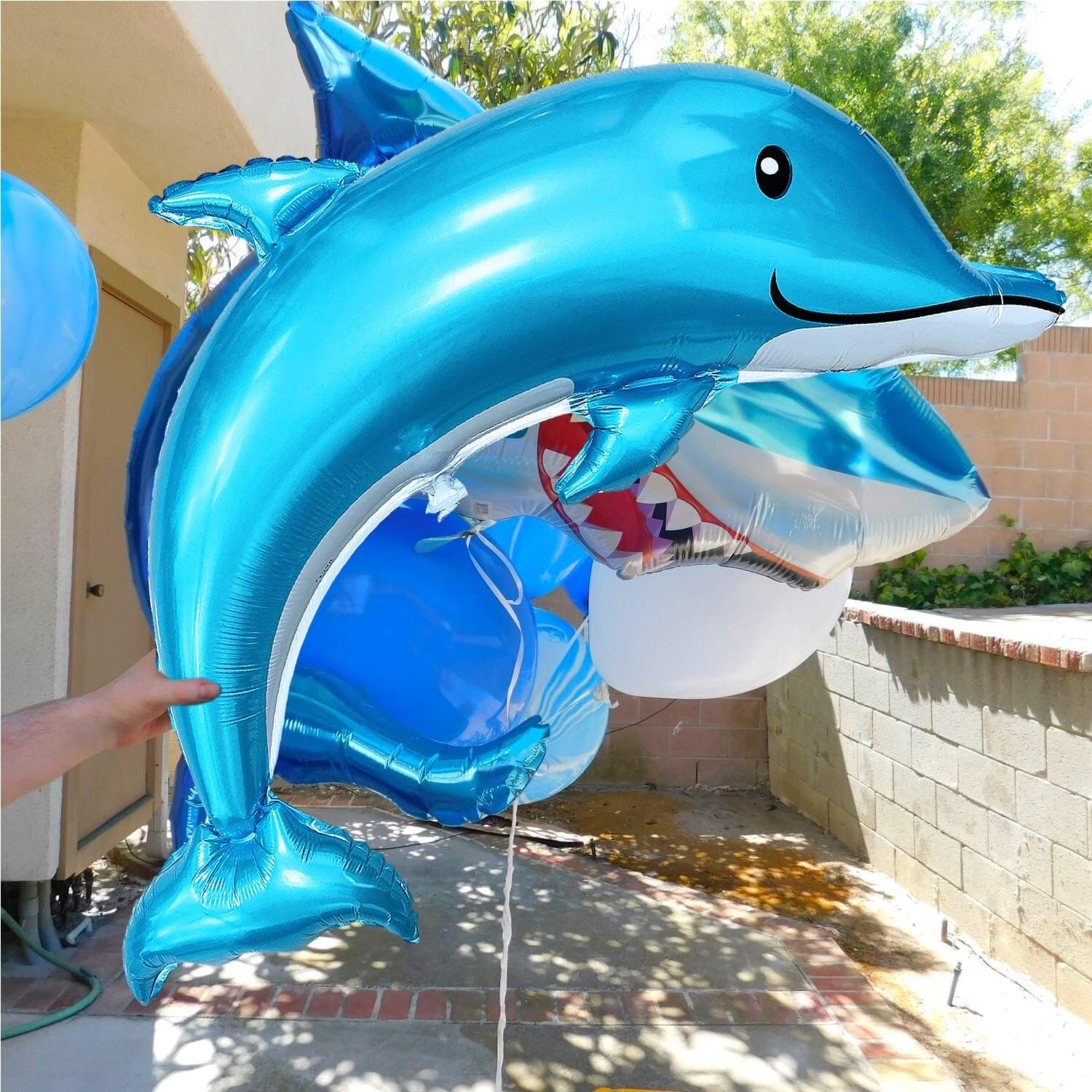 Timecity Large Dolphin Foil Balloons 5pcs Ocean Animal Decorations