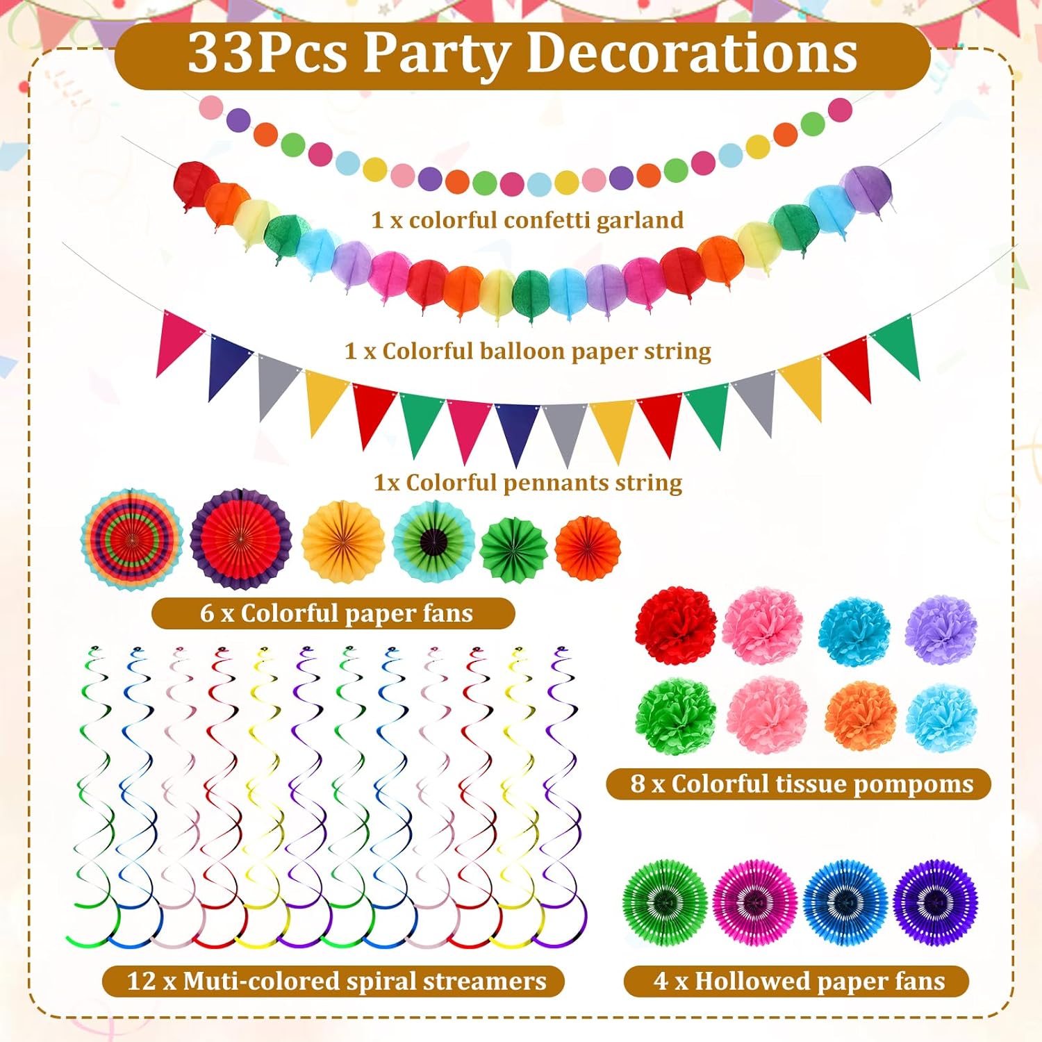 Telooco 33pcs Fiesta Decorations Set